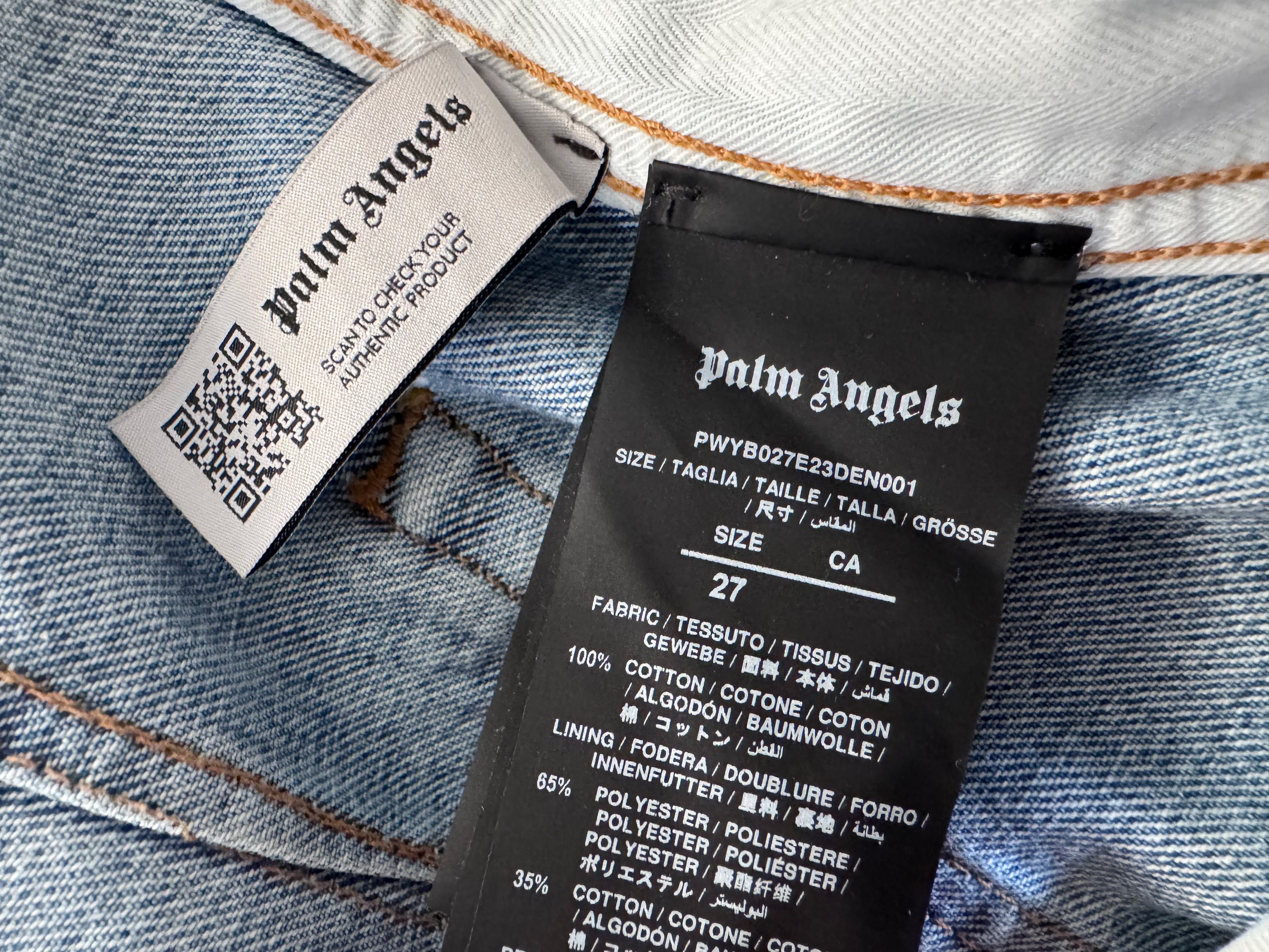 Palm Angels Palm Angels Paris Wide Leg Distressed Denim Jeans Size 27" / US 4 / IT 40 - 8 Thumbnail