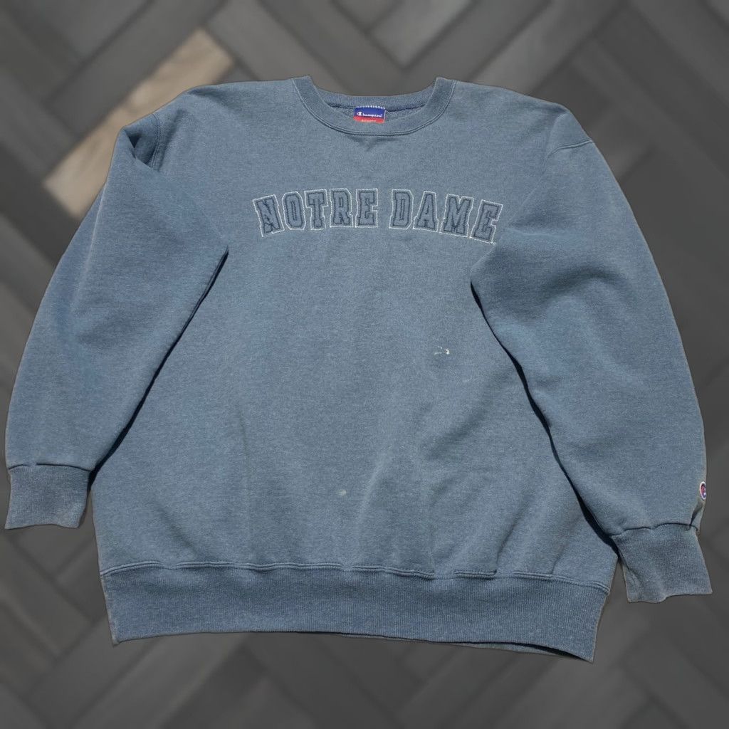 Champion VINTAGE Champion Notre Dame Sweatshirt Mens L Blue Crewneck Authentic Athletic S1220 Size US L / EU 52-54 / 3 - 1 Thumbnail
