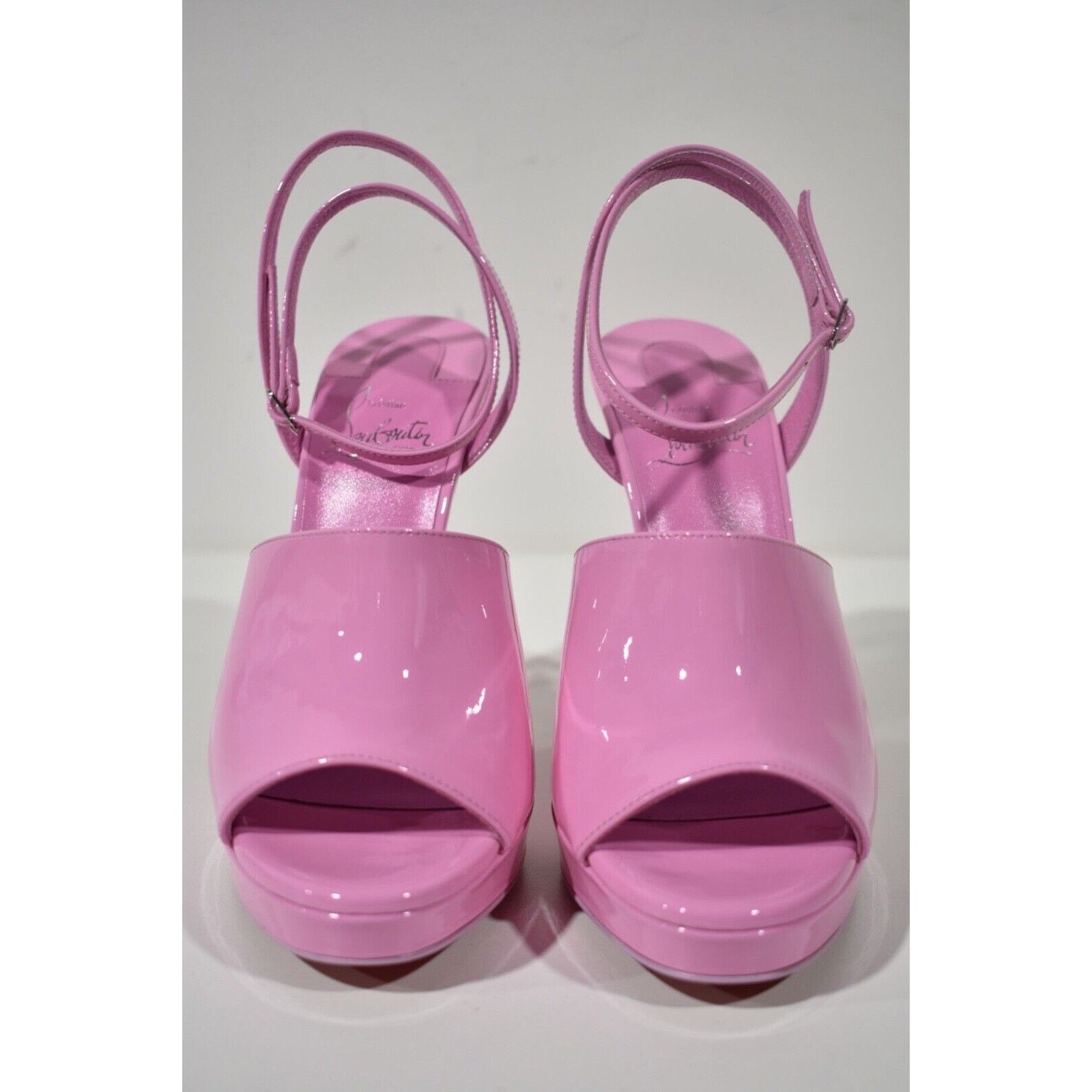 Christian Louboutin Miradona 120 Pink Patent Ankle Strap Sandal Heel Pump 38 Size US 8 / IT 38 - 4 Thumbnail
