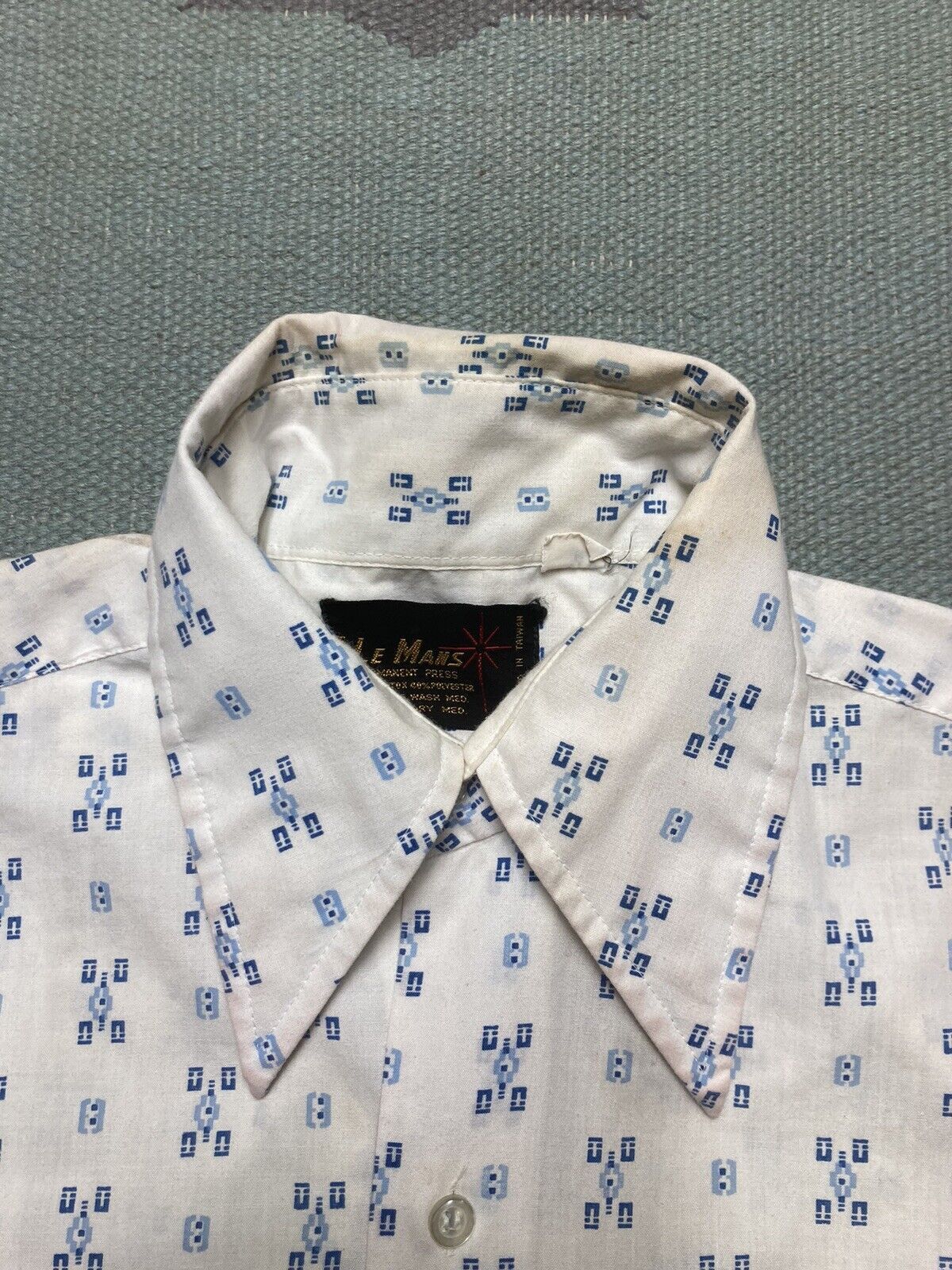 Vintage Vtg 70s button shirt dagger collar geometric diamond medium Size US M / EU 48-50 / 2 - 8 Thumbnail