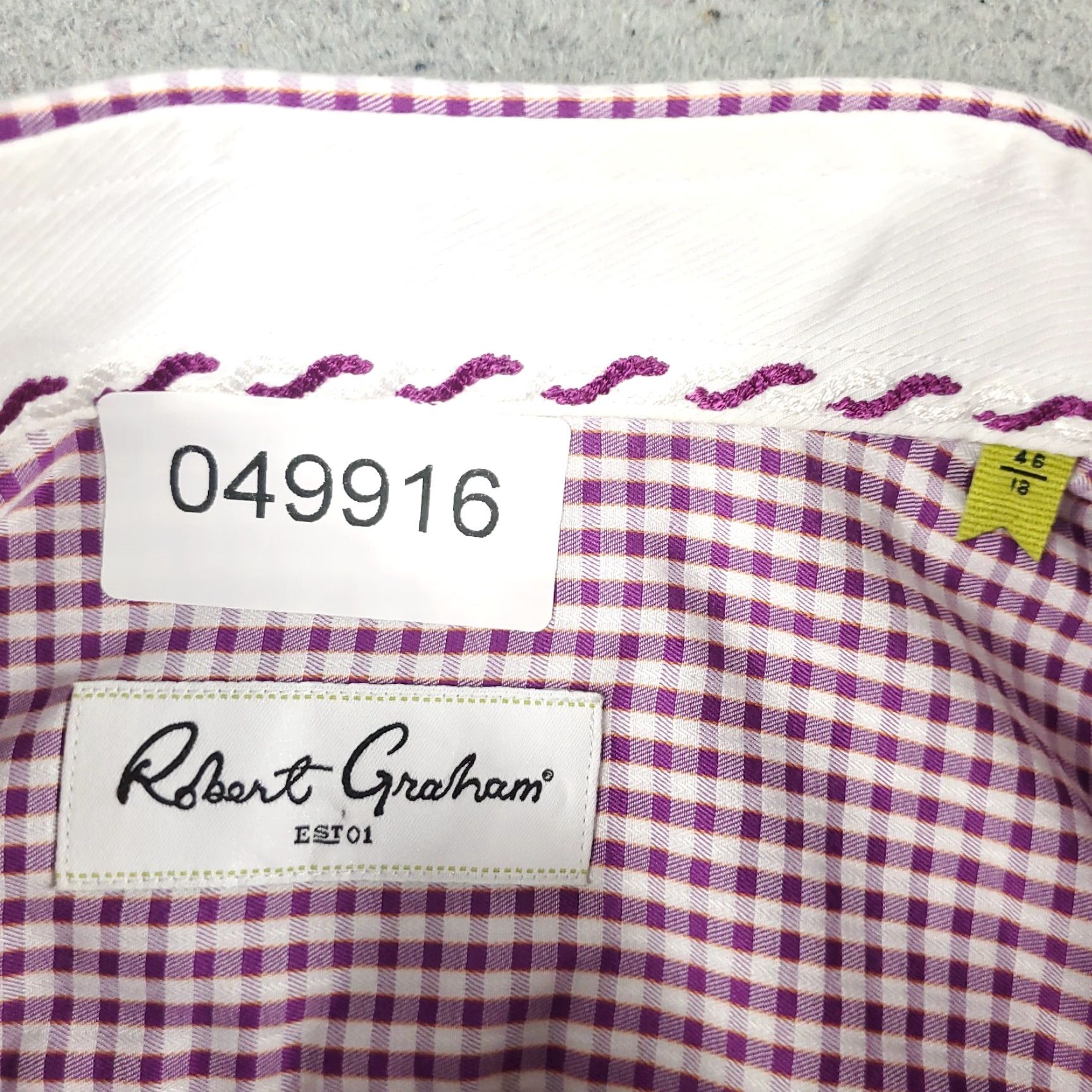 Robert Graham Robert Graham Shirt Mens Size 18 Purple Check Dress Button Up Long Sleeve Size 48R - 6 Thumbnail