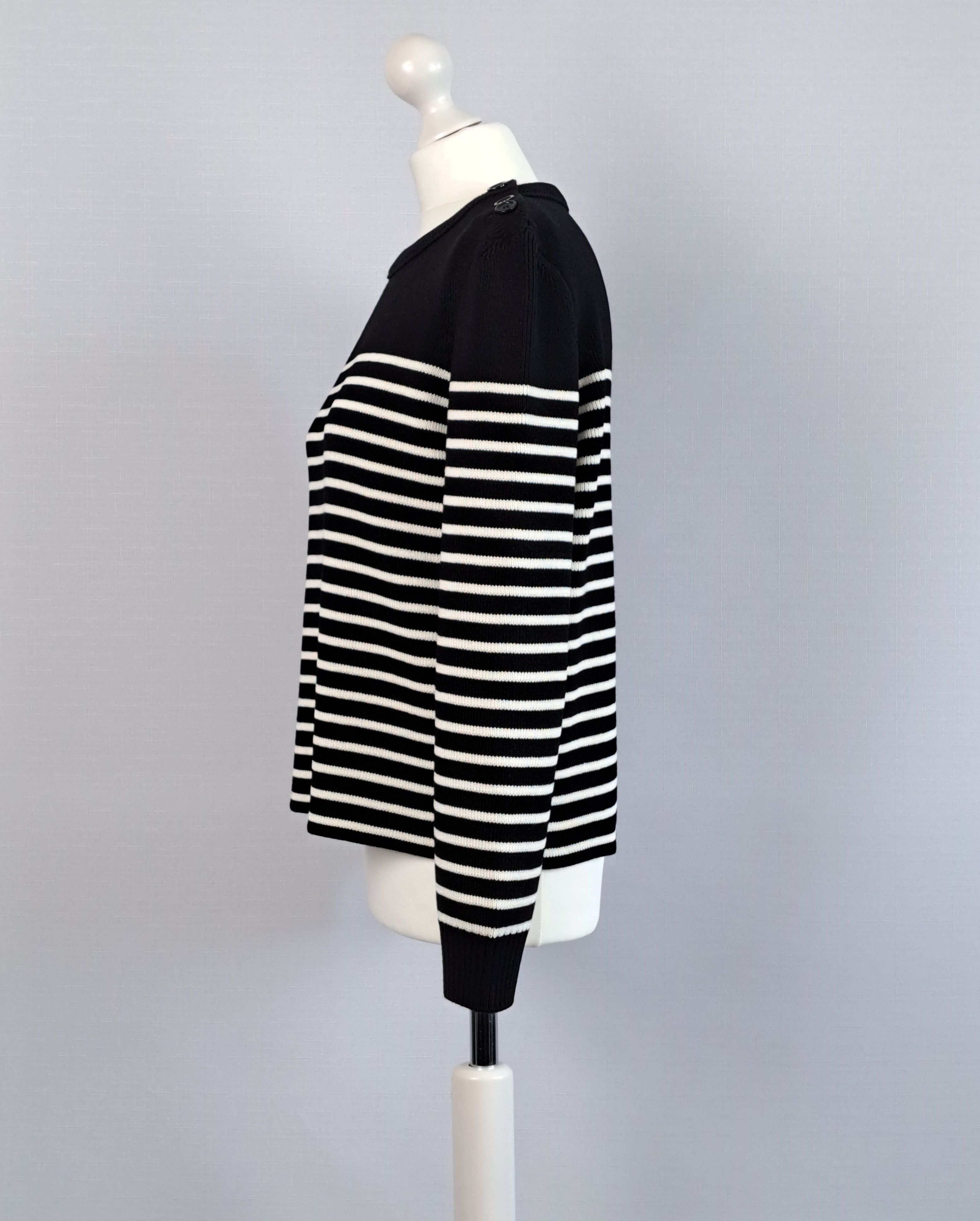 Saint Laurent Paris SAINT LAURENT Paris wool/cotton striped sweater. Size L / US 10 / IT 46 - 8 Thumbnail