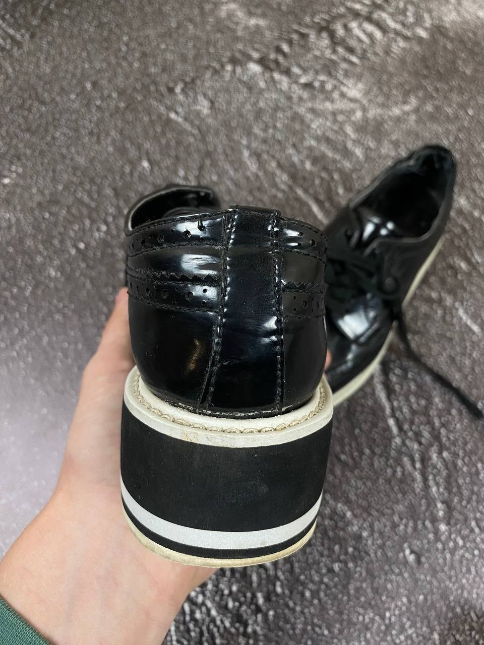 Prada × Vintage Vintage Prada Brogue Patent Leather Platform Derby Sneakers Size US 5 / EU 37 - 3 Thumbnail