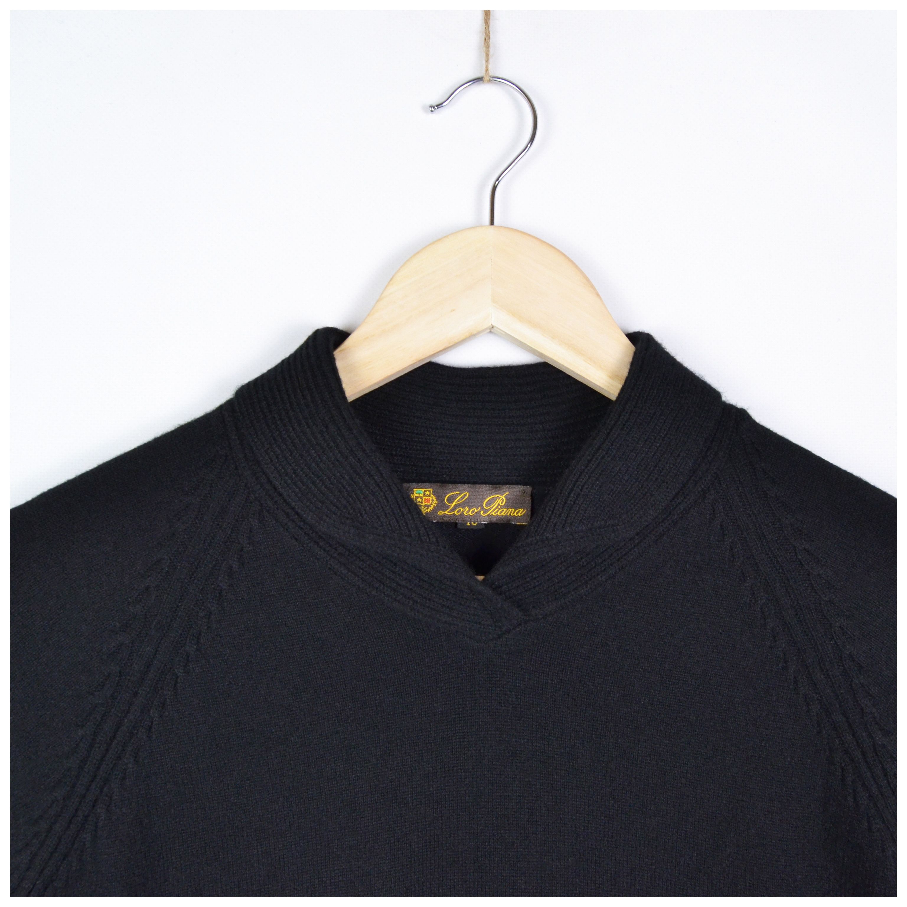 Loro Piana Vintage Loro Piana Black Cashmere Shawl Collar Sweater Size XL / US 12-14 / IT 48-50 - 3 Thumbnail