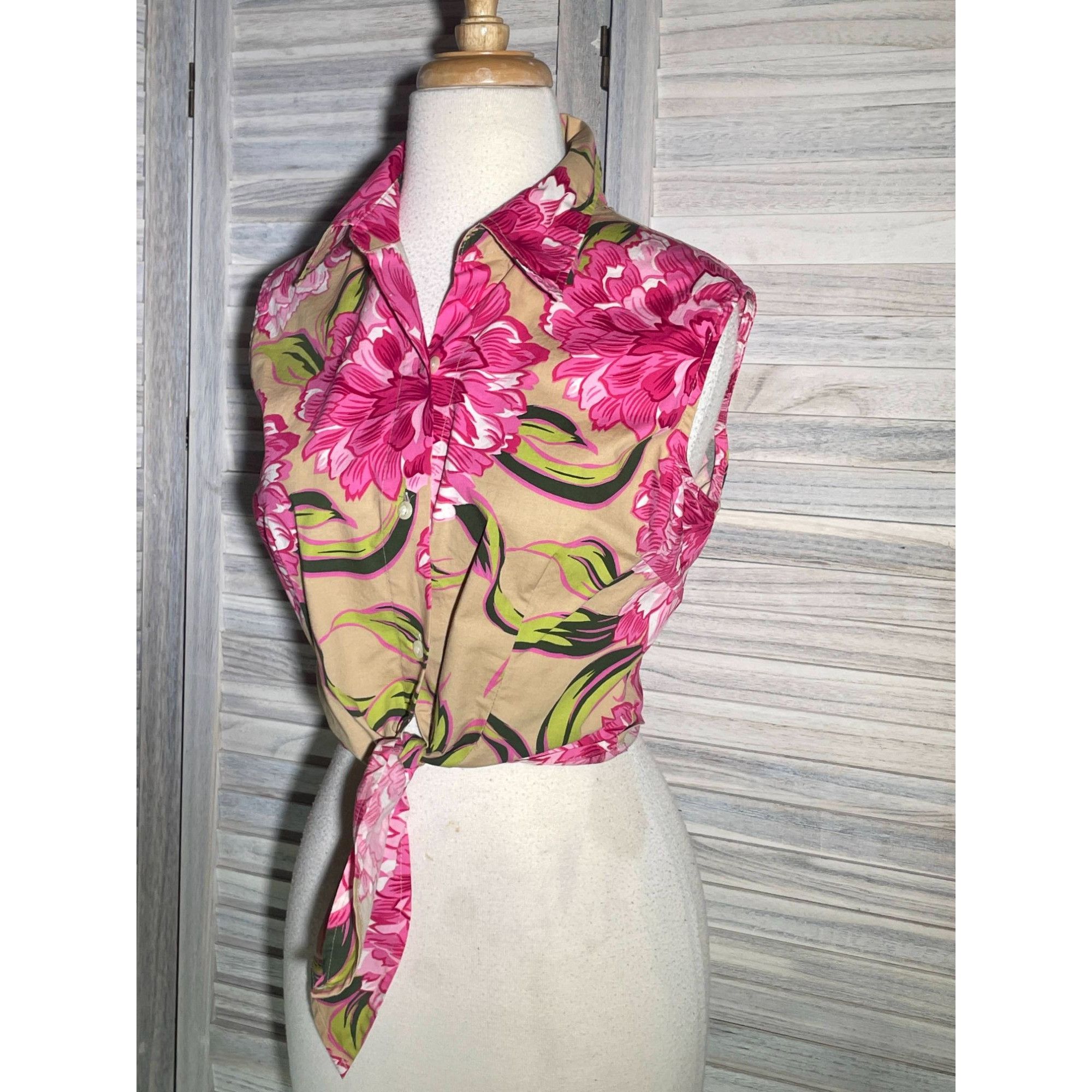 Other NY&Co Lg Tropical Tie Front Top Size L / US 10 / IT 46 - 3 Thumbnail
