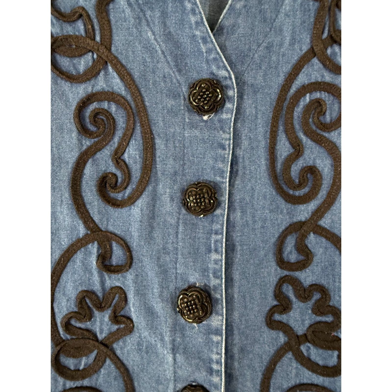 Denime VINTAGE On The Verge Vest Womens M Blue Denim Embroidered Boho Western USA Vest Womens M Blue Denim Embroidered Boho Western USA Vintage Size M / US 6-8 / IT 42-44 - 5 Thumbnail