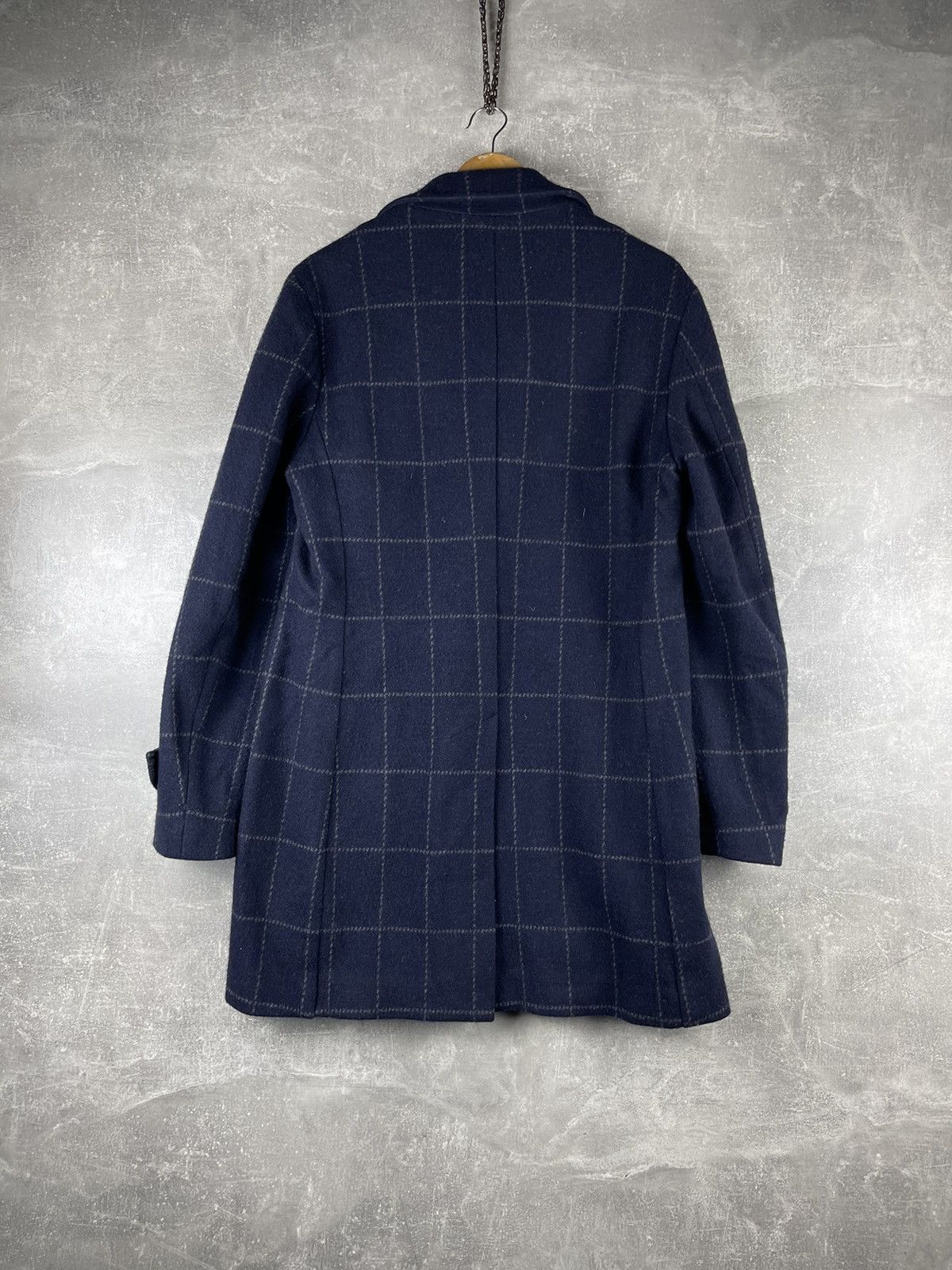 Eleventy Eleventy Platinum Wool Cashmere Check Coat Navy Blue Size US M / EU 48-50 / 2 - 7 Thumbnail