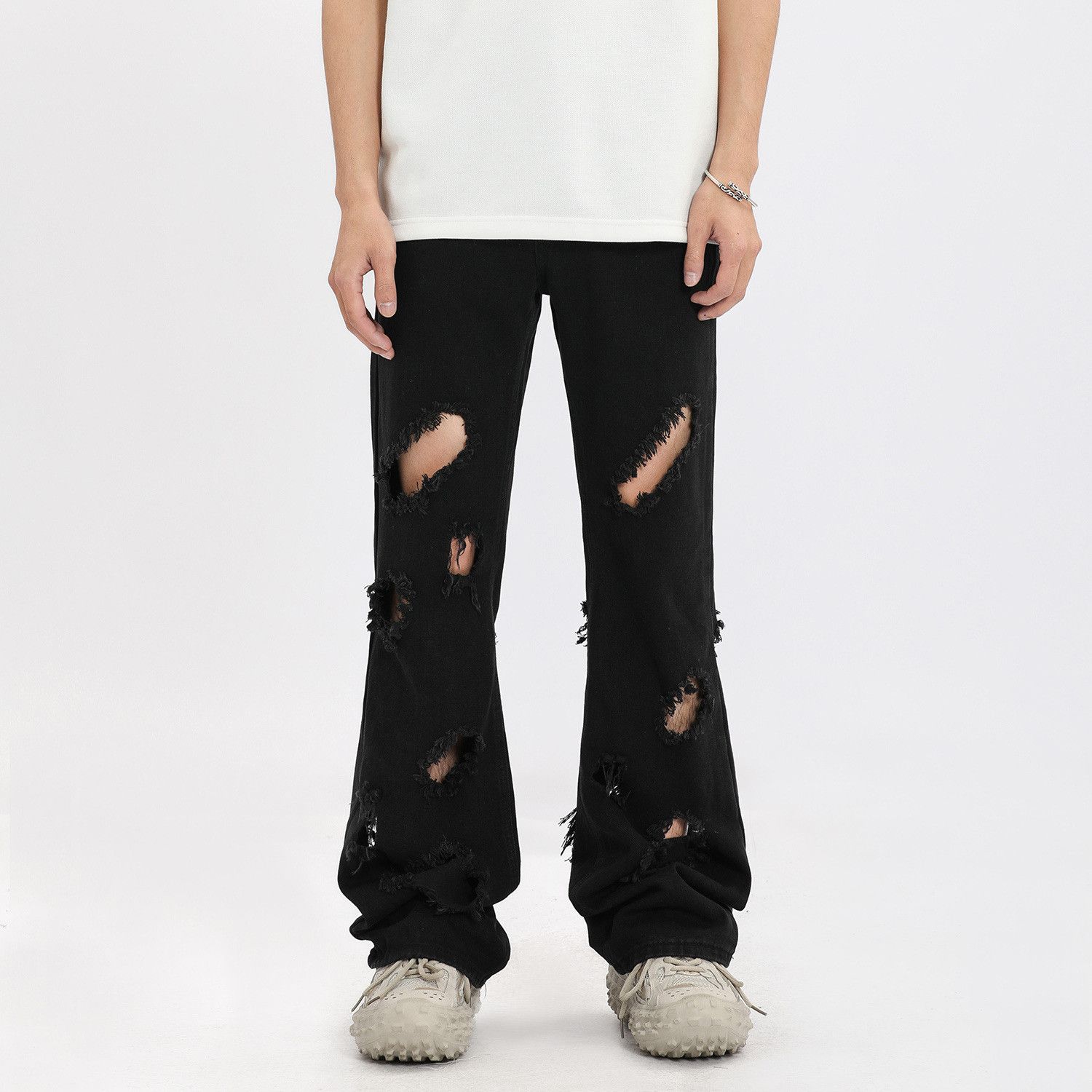 Japanese Brand American men's retro straight leg casual ripped jeans Size US 32 / EU 48 - 2 Thumbnail