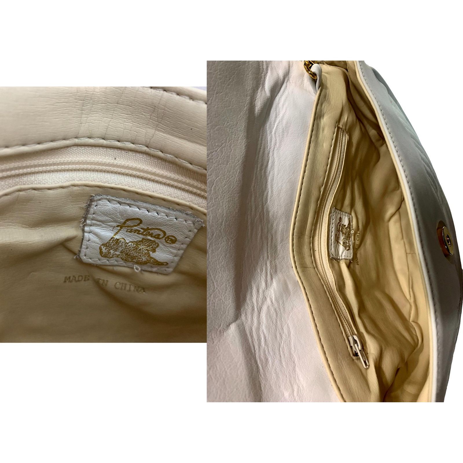Genuine Leather × Panerai × Vintage Vintage White Leather Semi Circle Shoulder Bag Gold Chain Size ONE SIZE - 8 Thumbnail