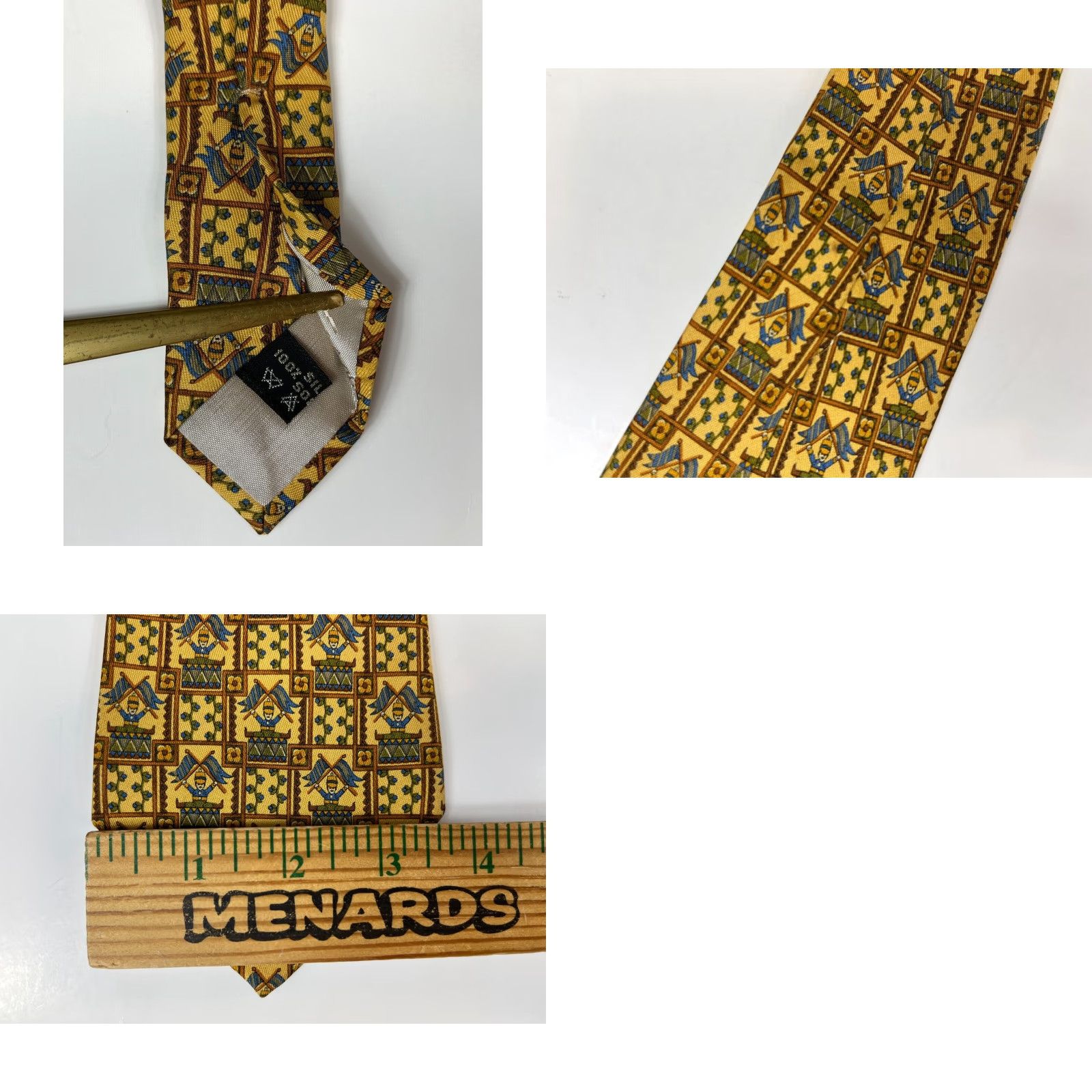 Salvatore Ferragamo Salvatore Ferragamo Men's Luxury Silk Tie Novelty Made in Italy Yellow 58.5" Wide 3.75" 100% Silk Size ONE SIZE - 8 Thumbnail
