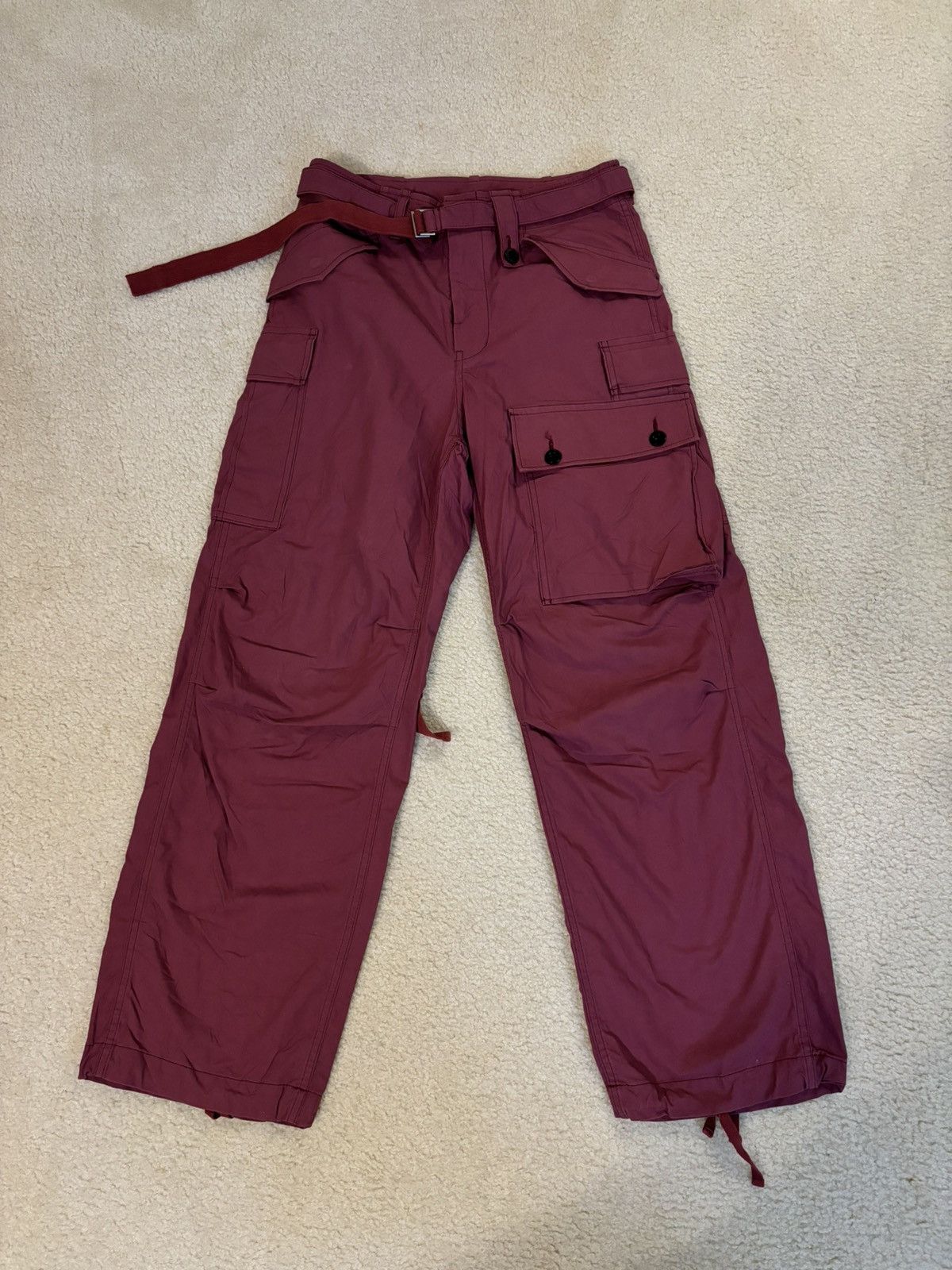Sacai Sacai Big Pocket Baggy Cargo Pants Magenta Size US 32 / EU 48 - 1 Thumbnail