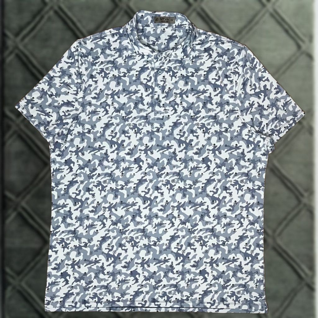 G/FORE Men’s Polo 2XL Gray Camo Tech Jersey Shirt Golf
