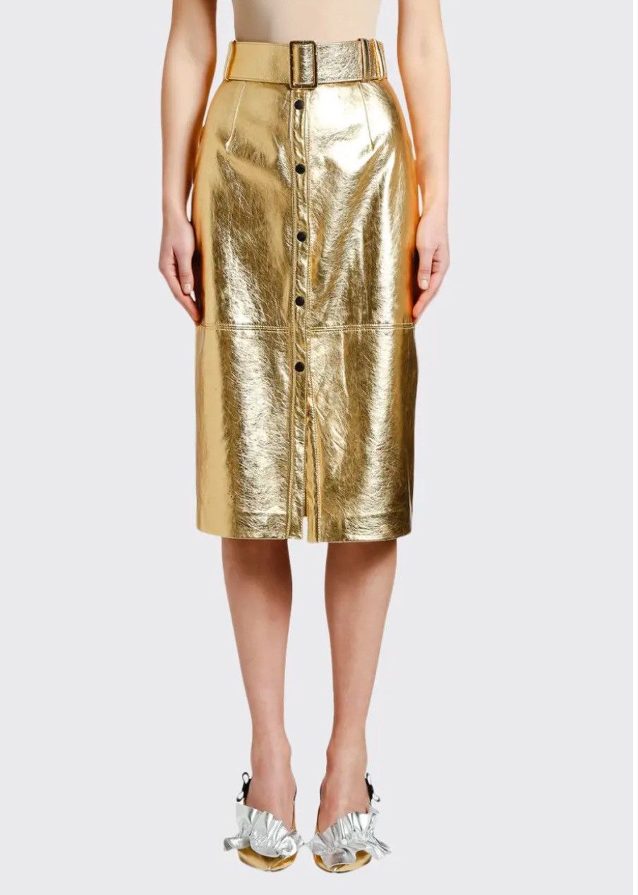 MSGM × Other MSGM Metallic Belted Midi Skirt Size 28" / US 6 / IT 42 - 1 Thumbnail