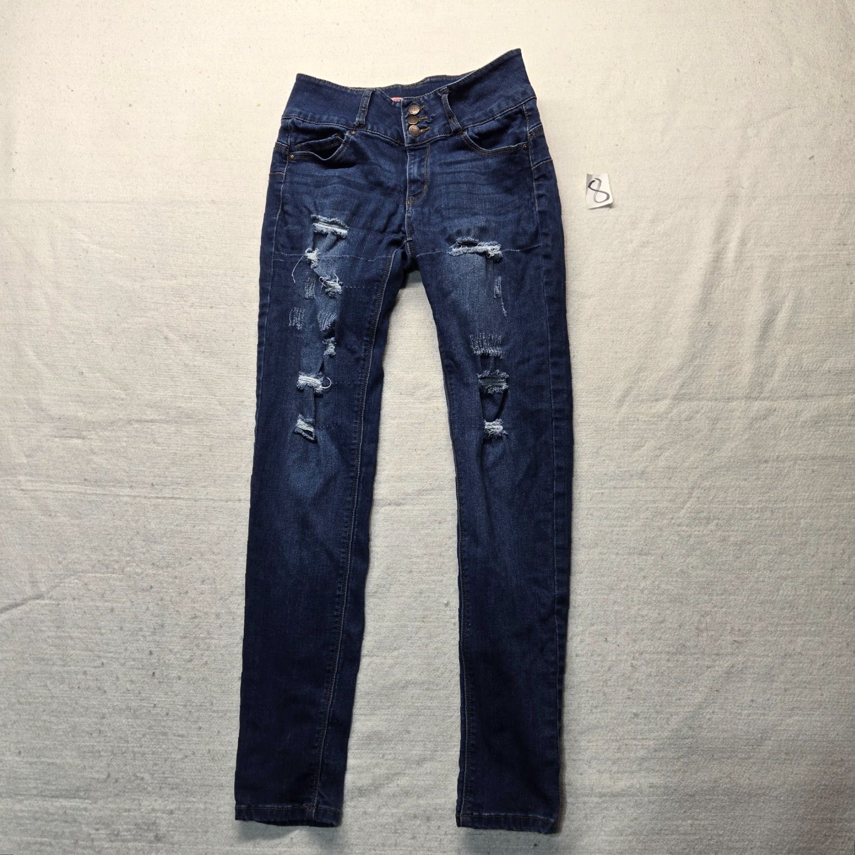 Vintage Wax Jeans Butt I Love You Blue Ultra High Waist Adult Women's 5 Jeans Skinny Love 90s Womens Size 27" / US 4 / IT 40 - 2 Thumbnail