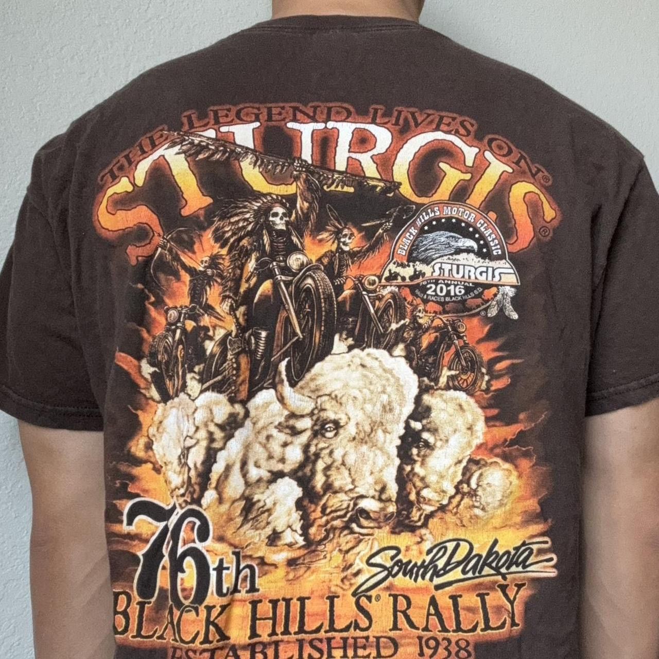 Vintage Vintage Sturgis Hills Rally Graphics Brown Tee Shirt Size US XL / EU 56 / 4 - 1 Thumbnail