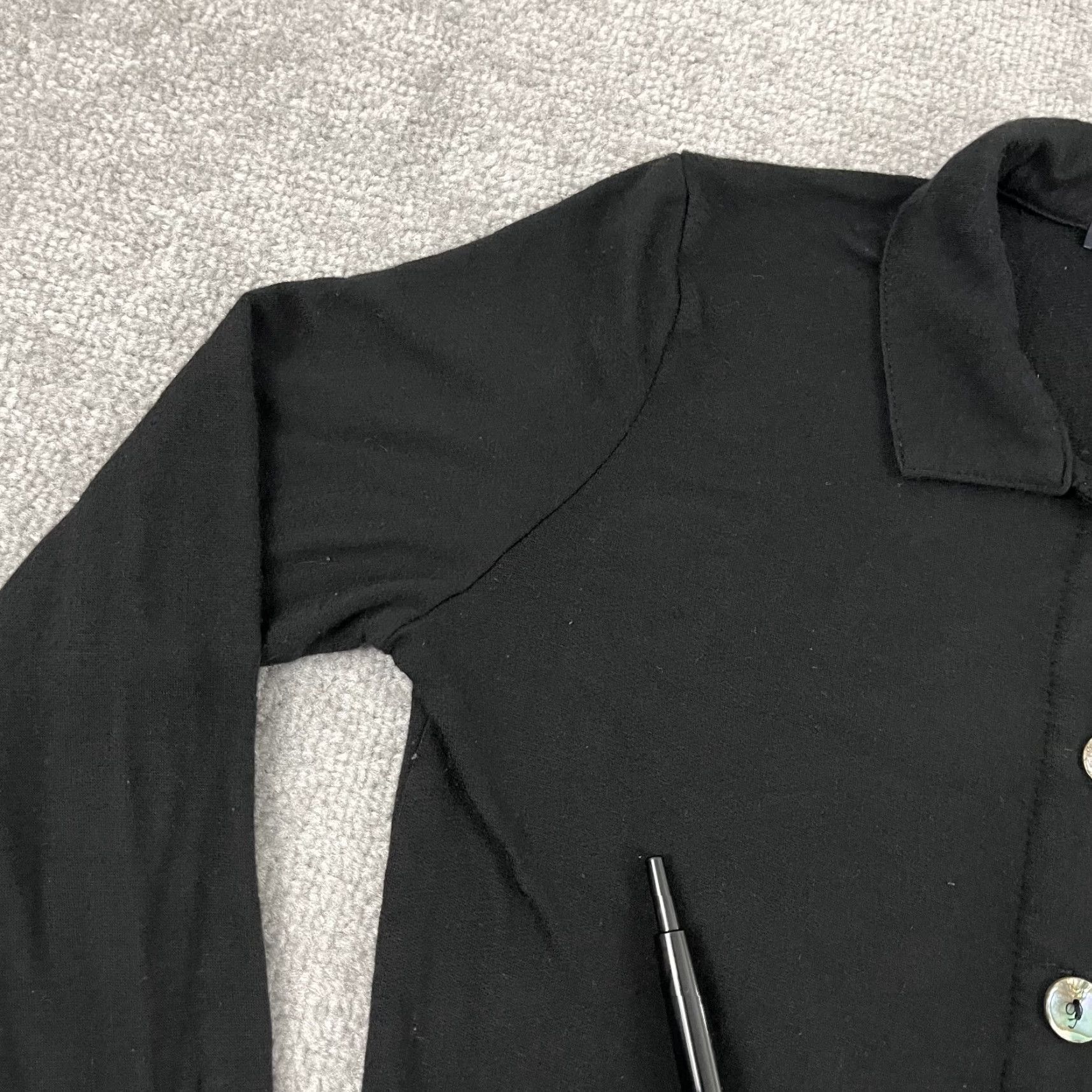Vintage Bleusalt Cardigan Shirt Women Size 1 Fitted Black MOP Collared Button Up Pockets Size XS / US 0-2 / IT 36-38 - 6 Thumbnail