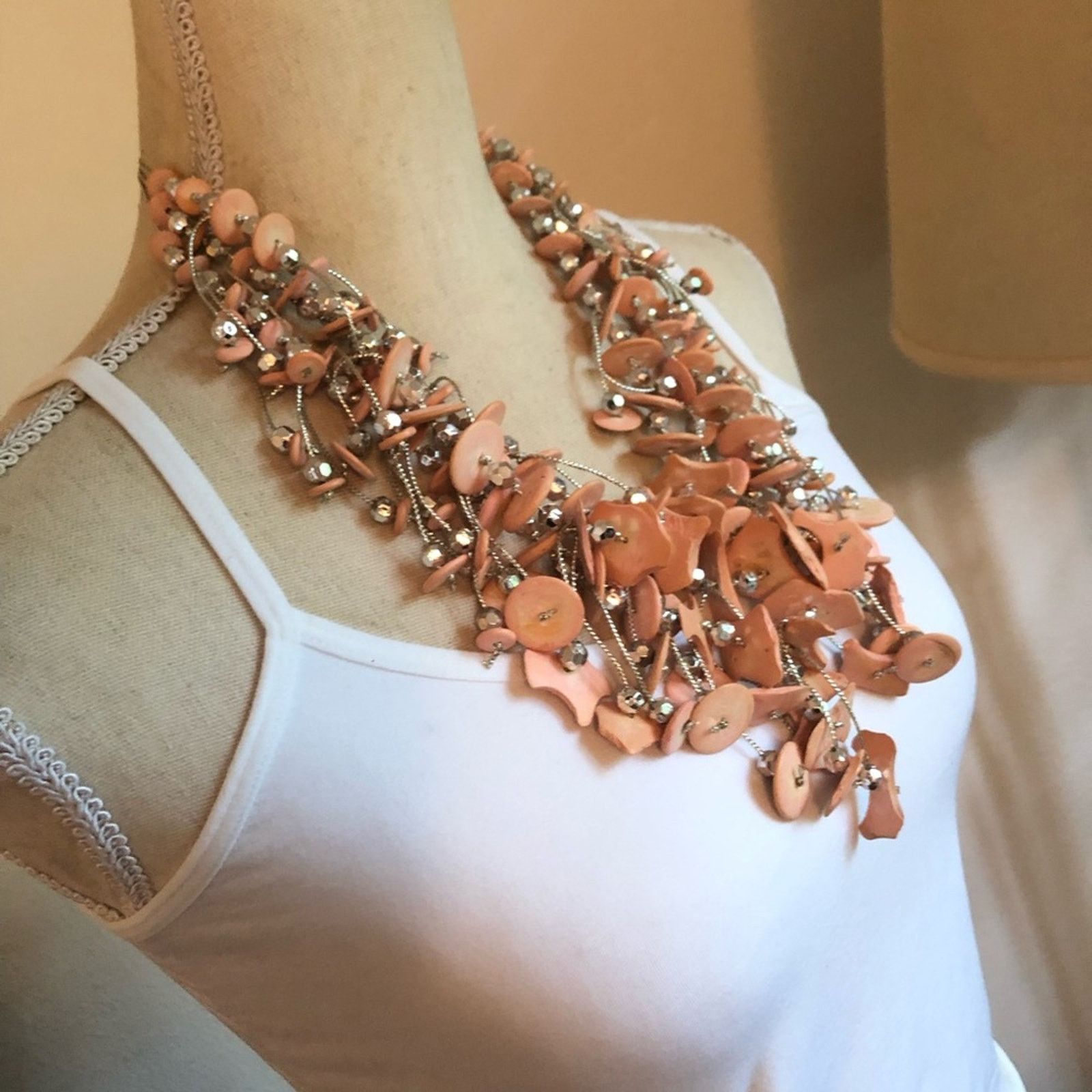 Vintage Vintage blush disc multi strand cluster necklace Size ONE SIZE - 3 Thumbnail