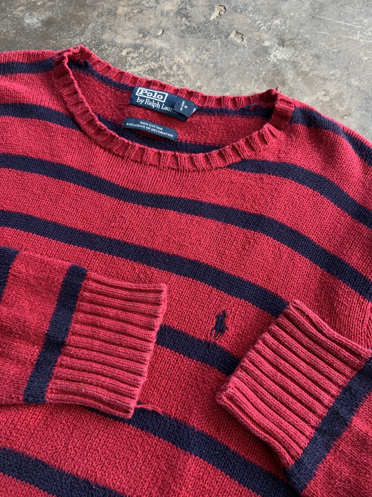 Polo Ralph Lauren 90’s Polo Ralph Lauren Stripe Sweatshirt Kurt Cobain Style Size US XL / EU 56 / 4 - 5 Thumbnail