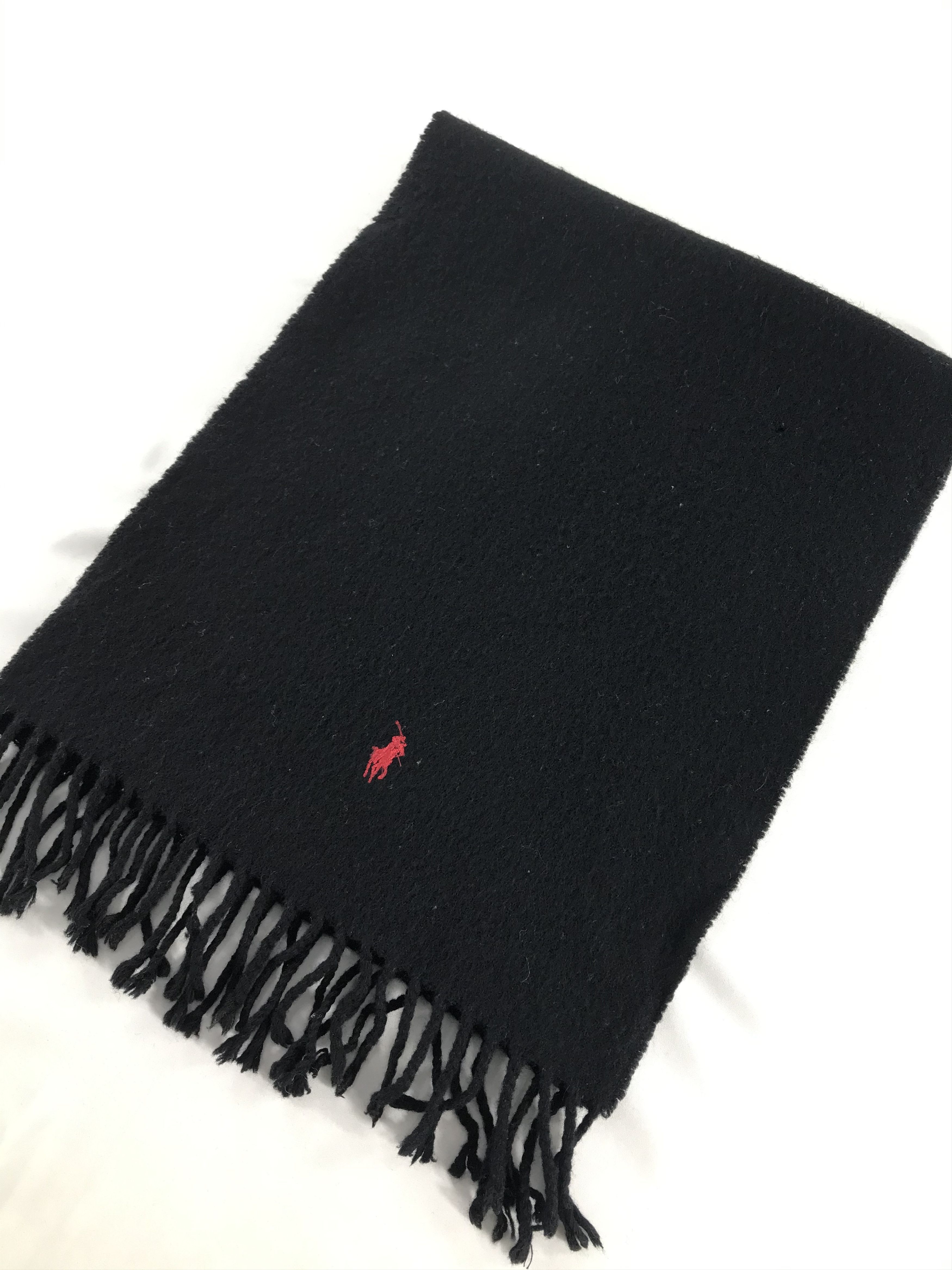 Polo Ralph Lauren Polo Ralph Lauren Plain Black Wool Scarf Muffler V441 Size ONE SIZE - 3 Thumbnail