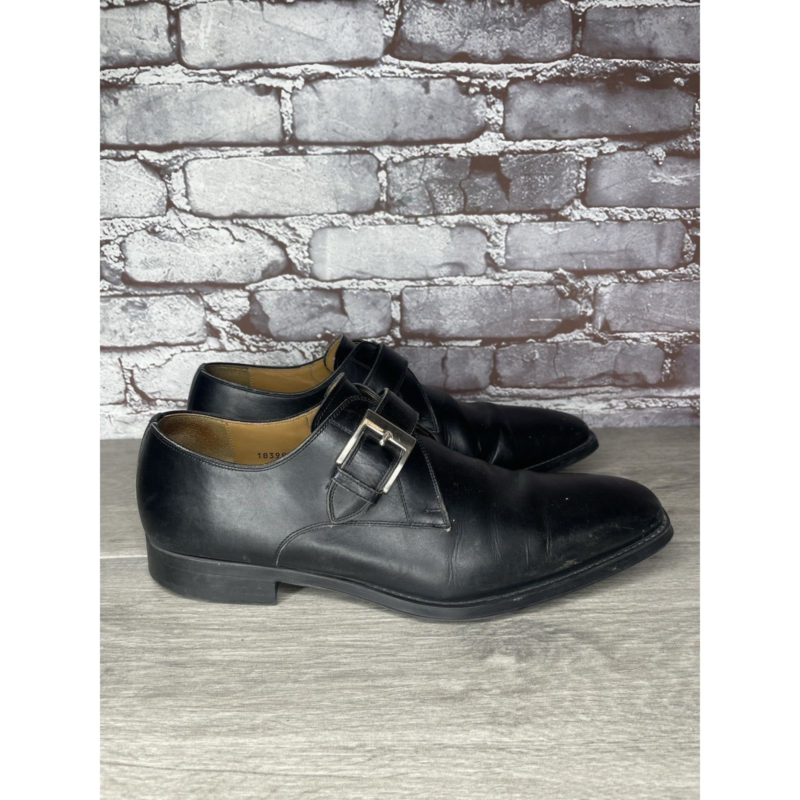 Magnanni Magnanni Black Leather Buckle Monk Strap Loafers Dress Shoes Size US 9.5 / EU 42-43 - 4 Thumbnail