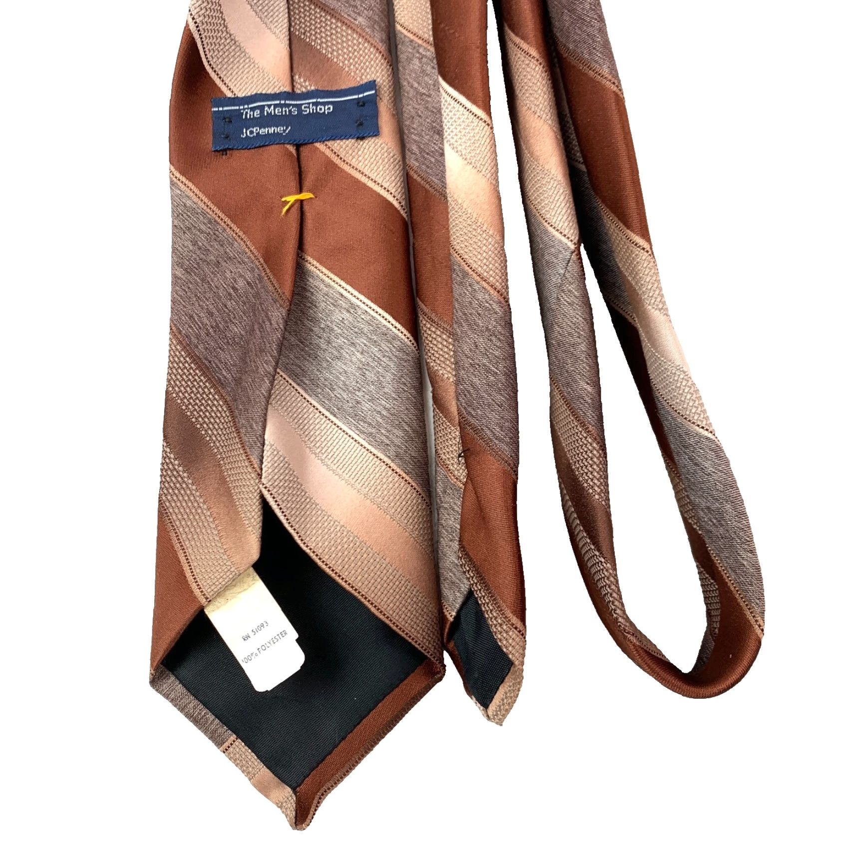 JCPenney VINTAGE The Mens Shop JcPenney Brown Diagonal Stripe Tie 57 x 3" Tie Mens Size ONE SIZE - 3 Thumbnail