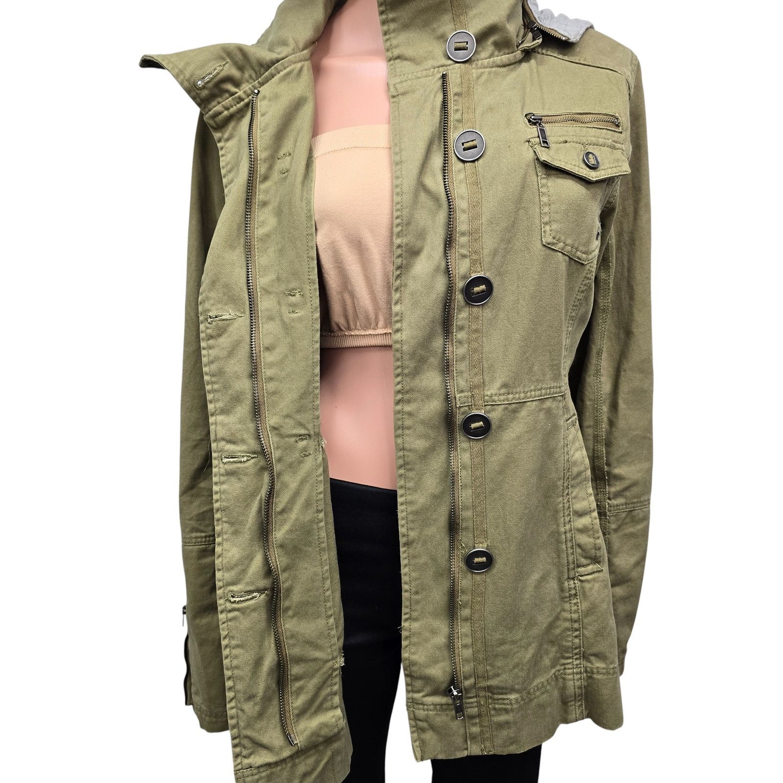 Hurley Hurley Hooded DoubleBreasted Military Jacket Full zip Button Size M / US 6-8 / IT 42-44 - 10 Thumbnail