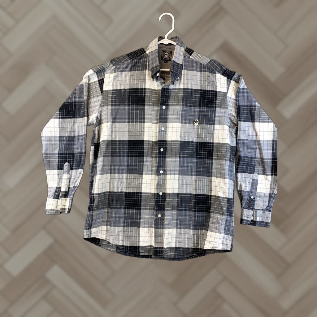 Vintage Cinch Western Gray Plaid Western Oxford Dress Shirt Cowboy Medium/ 74-59 Mens Shirt Button-Up Classic 100% Cotton Long Sleeve Size 40R - 1 Thumbnail