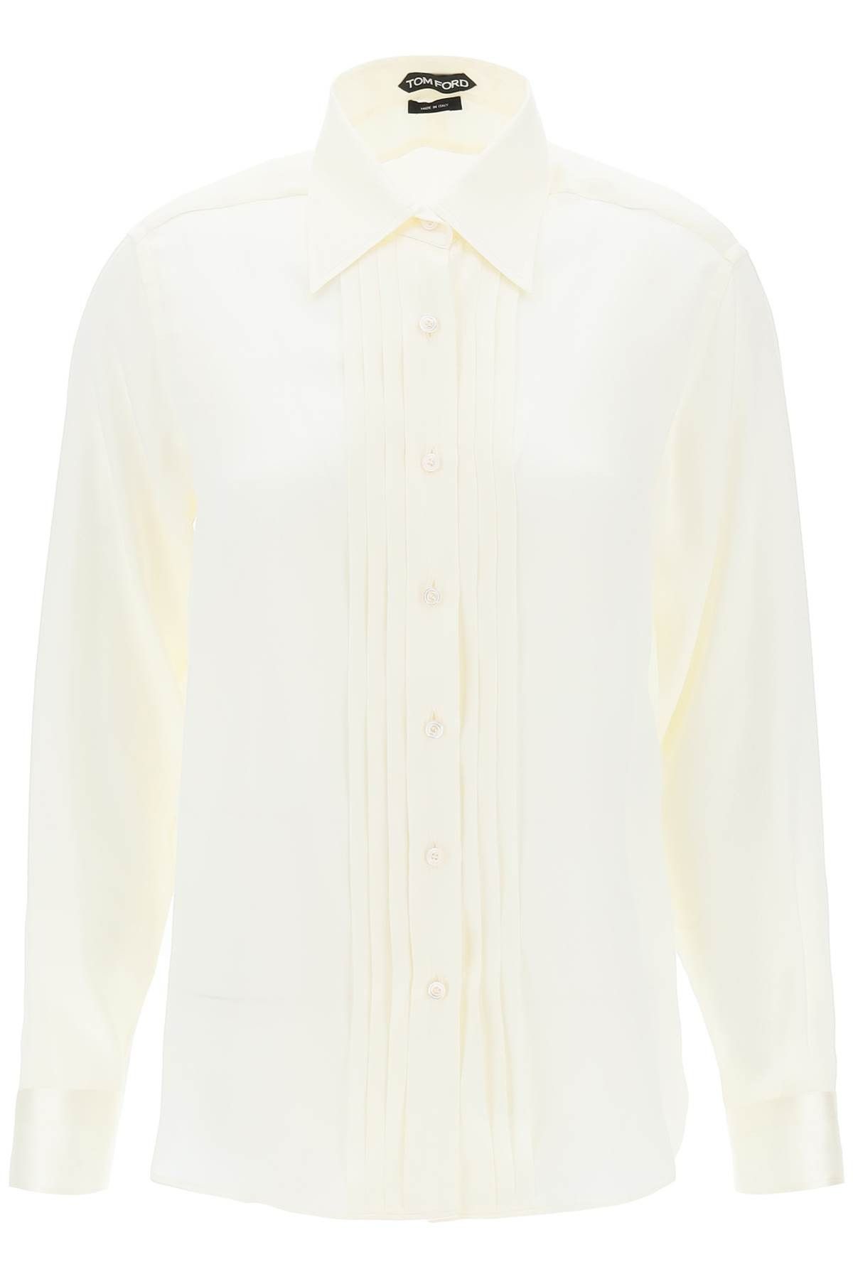 image of Tom Ford Silk Charmeuse Blouse Shirt in Off White, Women's (Size Medium)