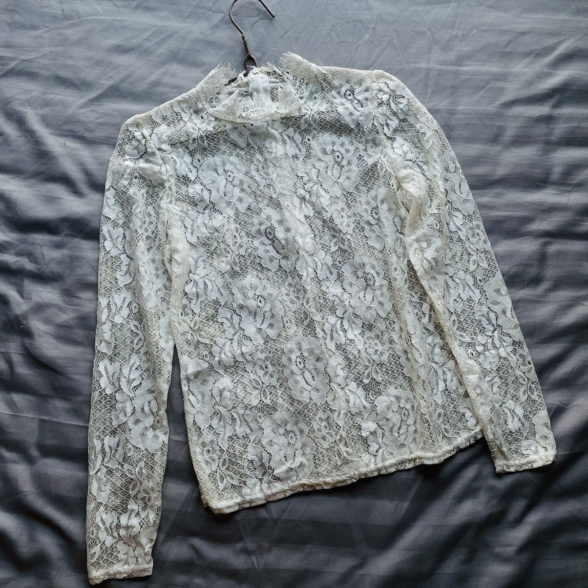 20471120 × If Six Was Nine Japanese Floral Lace See Thru Mesh Top Size S / US 4 / IT 40 - 4 Thumbnail