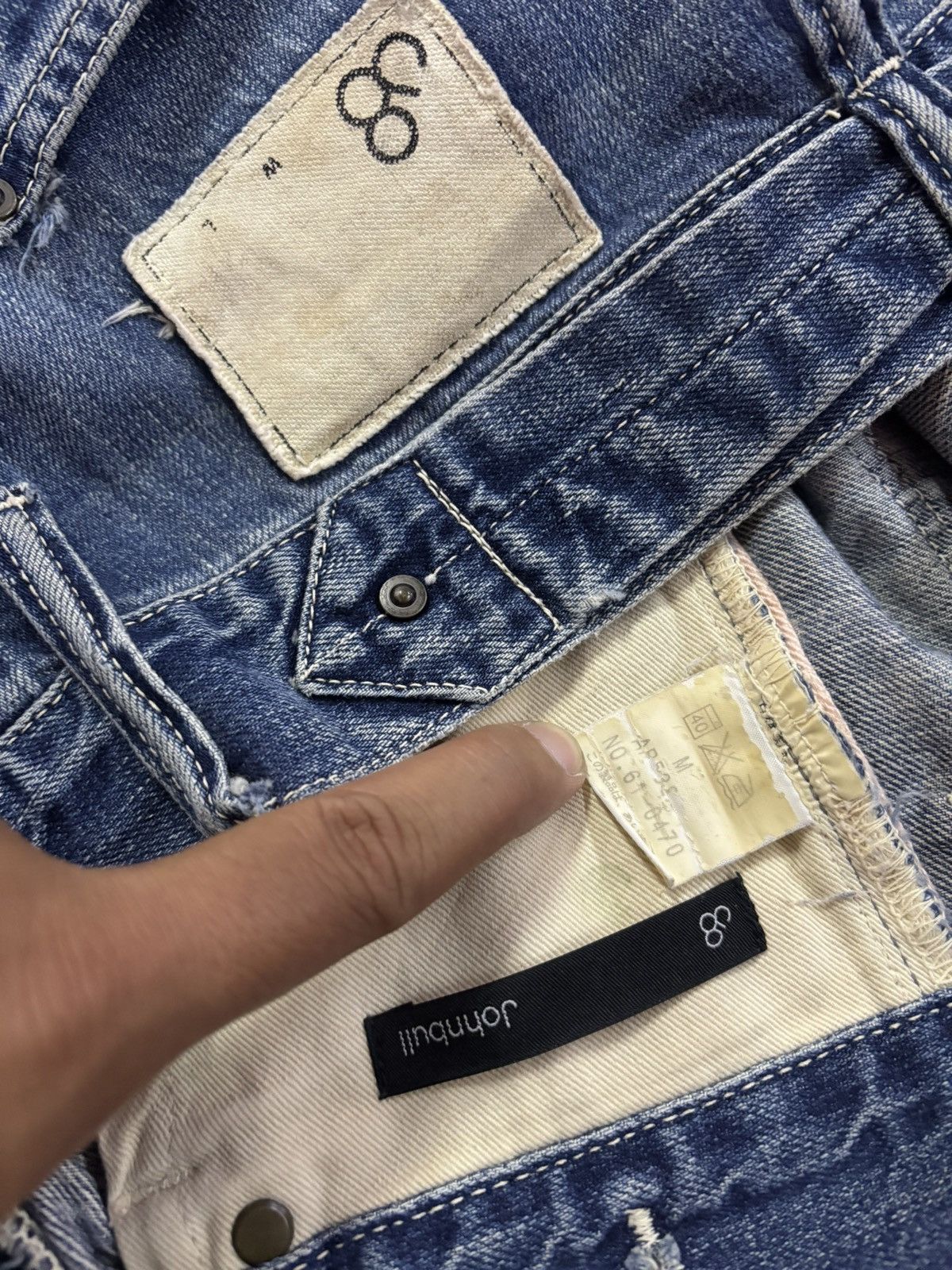 KOJIMA GENES Vtg Japan John Bull Selvedge Carpenter Buckle Distress Jeans Size US 32 / EU 48 - 15 Thumbnail