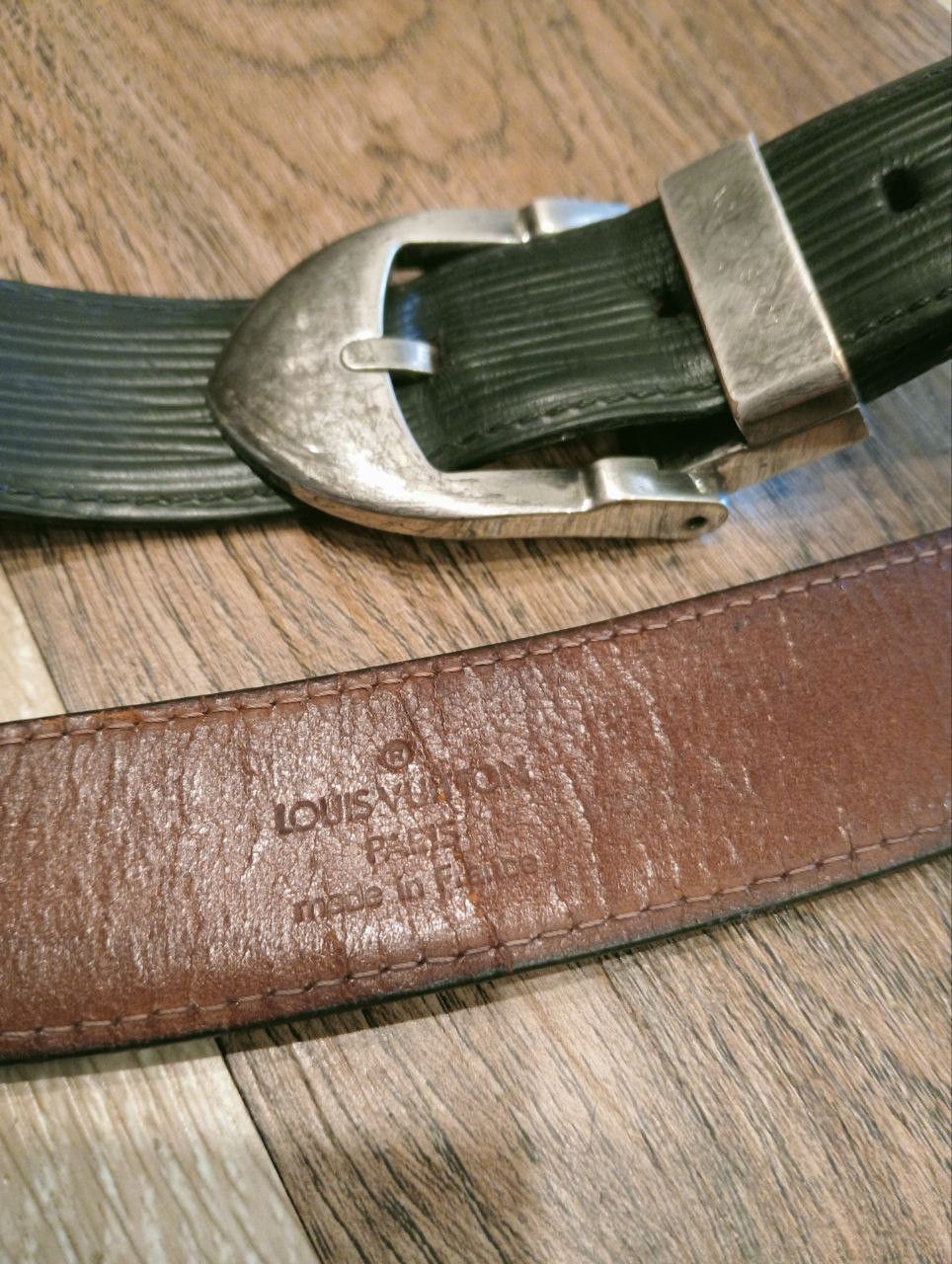 Louis Vuitton LOUIS VUITTON VINTAGE BLACK EPI SILVER METAL BELT Size ONE SIZE - 5 Thumbnail