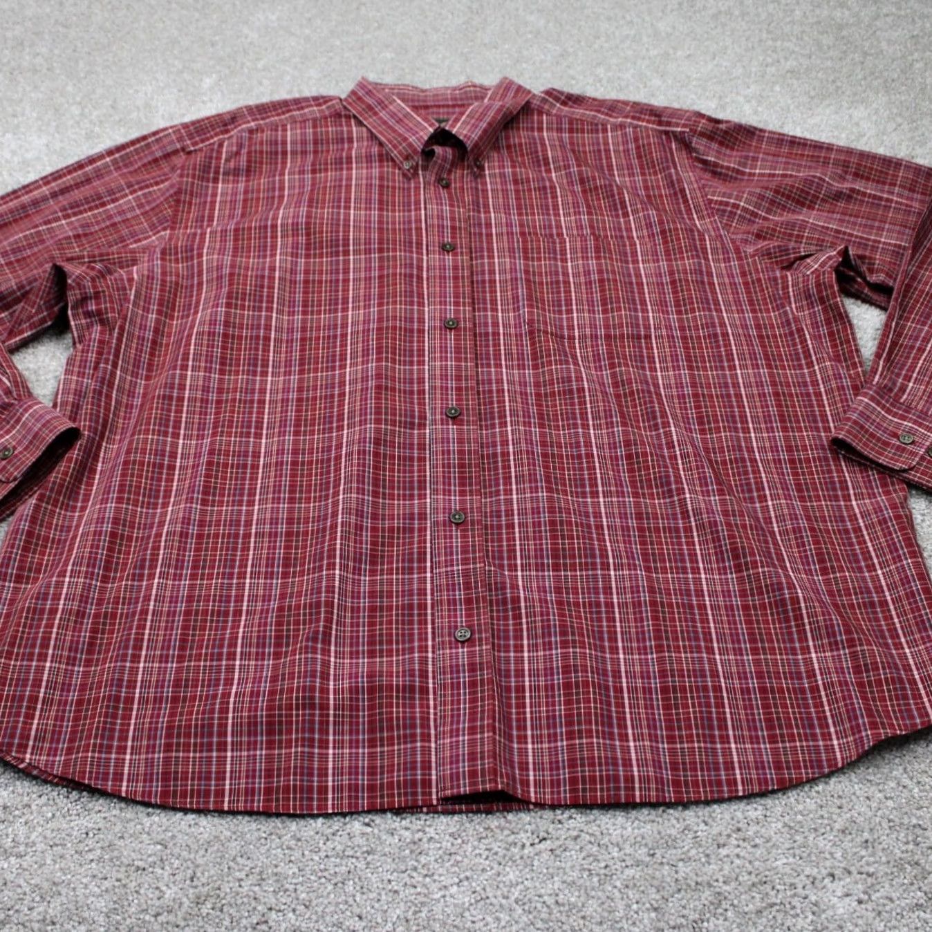 Eddie Bauer Eddie Bauer Shirt Adult 2XL XXL Red Plaid Relaxed Button-Up L/S Wrinkle Resistant Cotton Casual Mens Size US XXL / EU 58 / 5 - 2 Thumbnail