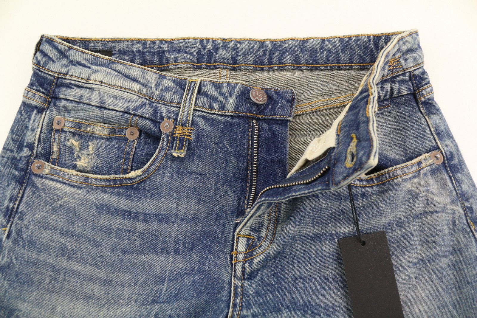 R13 BOY STRAIGHT 27 Washed Blue Kelly Stretch Ankle Jeans 84450 Size 27" / US 4 / IT 40 - 5 Thumbnail