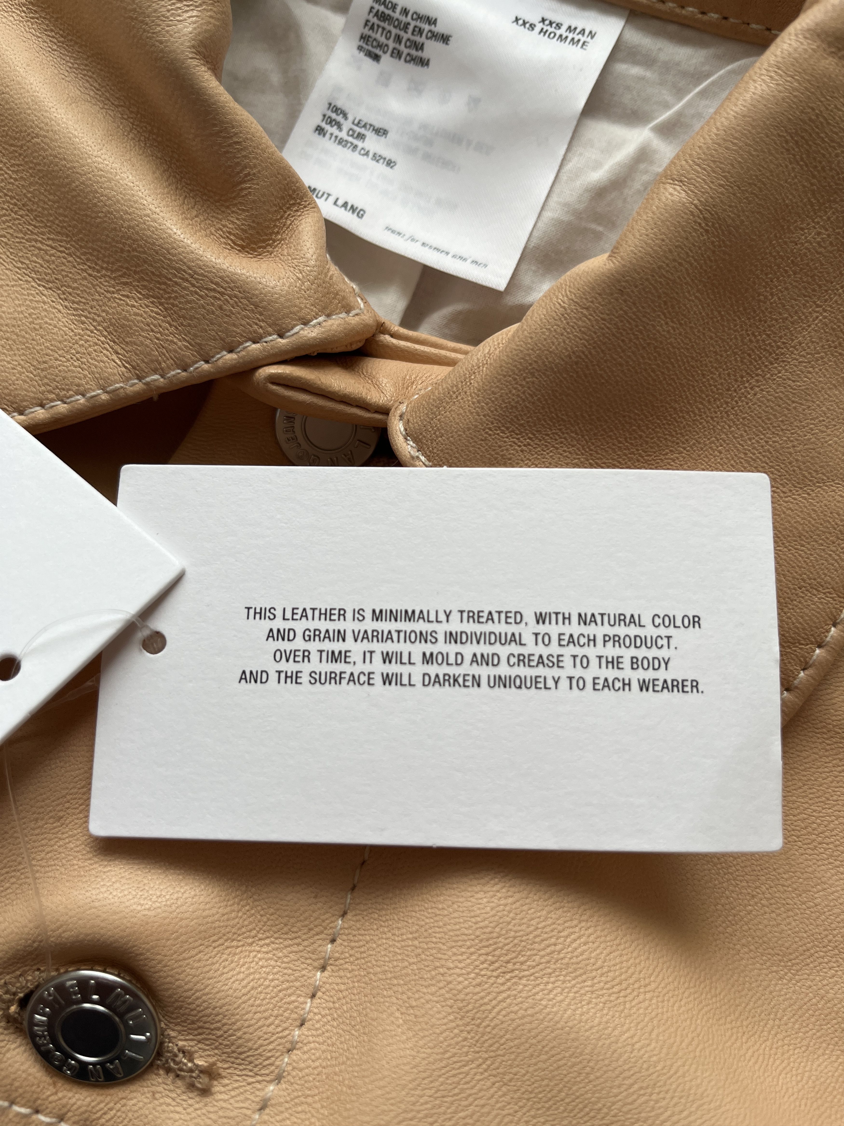 Helmut Lang ⚡️QUICK SALE⚡️Helmut Lang Beige Leather Trucker Jacket Size S / US 4 / IT 40 - 5 Thumbnail