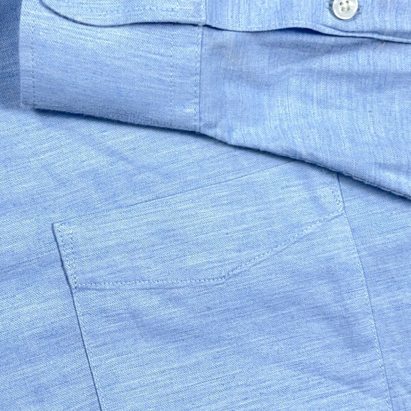 Faherty Faherty Shirt Men XL Light Blue Button Up Pocket Cotton Lyocell Blend Camp Dress Size 46R - 4 Thumbnail