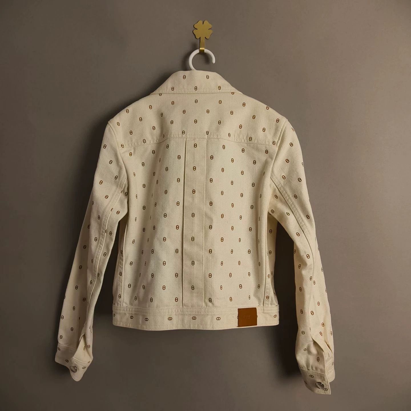 Hermes Hermès full logo pig nose ivory denim jacket size 34 Size XS / US 0-2 / IT 36-38 - 2 Thumbnail