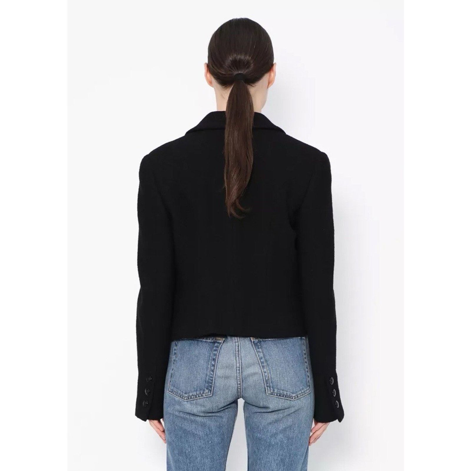 Chanel CHANEL Cropped Bouclé Camélia Double Breasted Wool Jacket Size L / US 10 / IT 46 - 4 Thumbnail