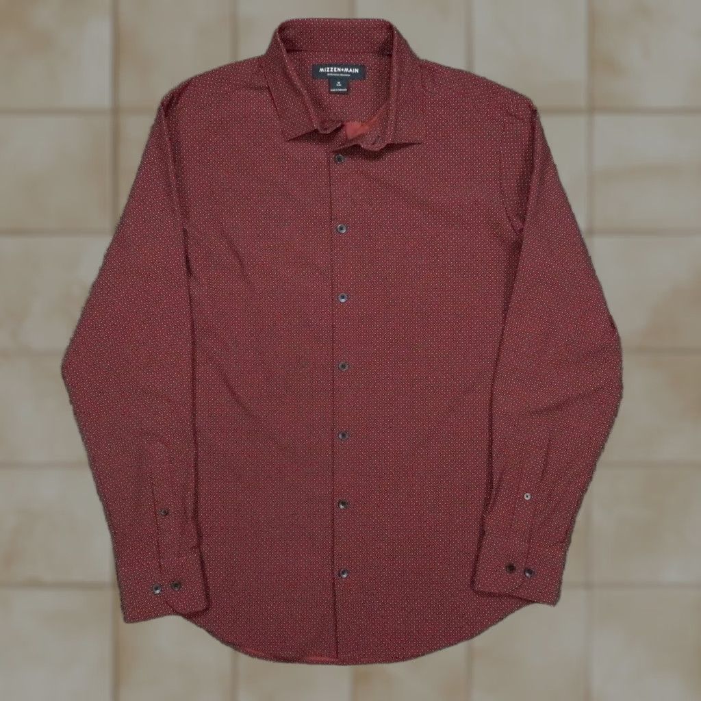 Mizzen+Main Mizzen+Main Shirt Mens Medium Red Long Sleeve Button-Up Stretch Size US M / EU 48-50 / 2 - 1 Thumbnail