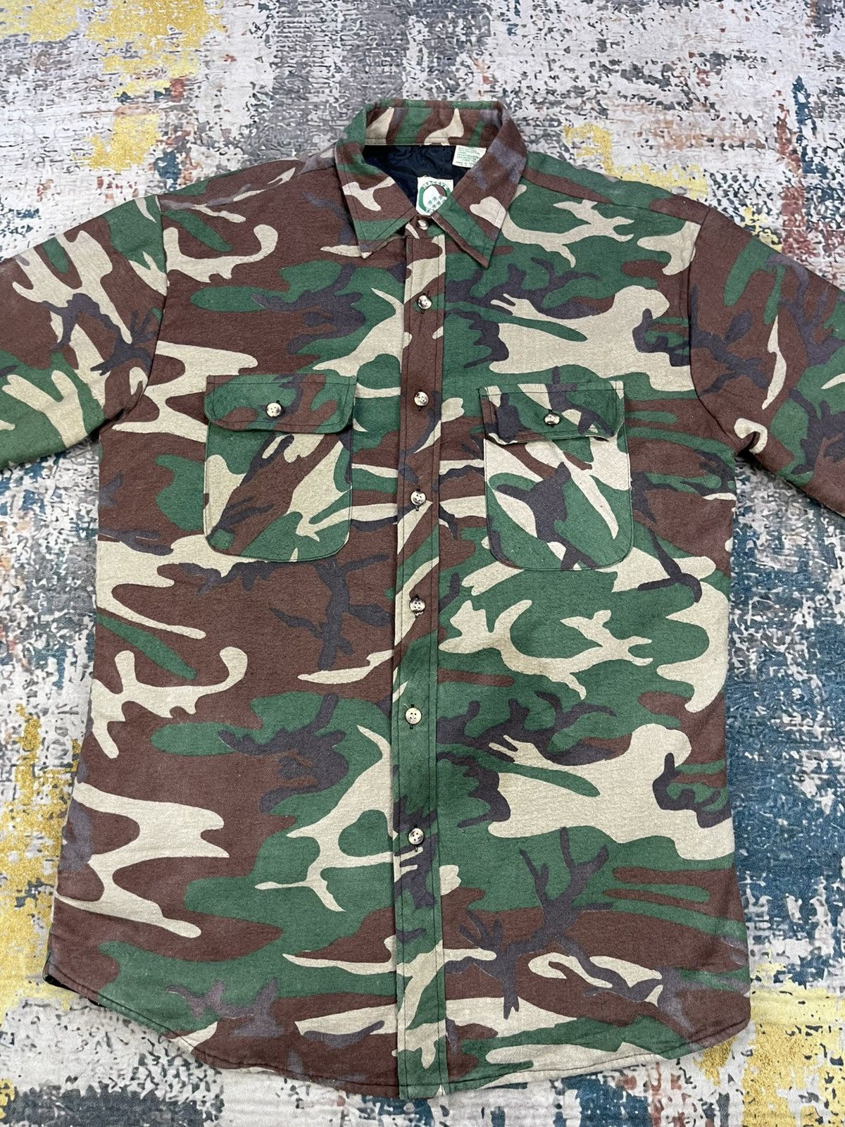 Vintage Vtg 80s Mac Eye Trails Camouflage Padded Overshirt Jacket Size US M / EU 48-50 / 2 - 5 Thumbnail