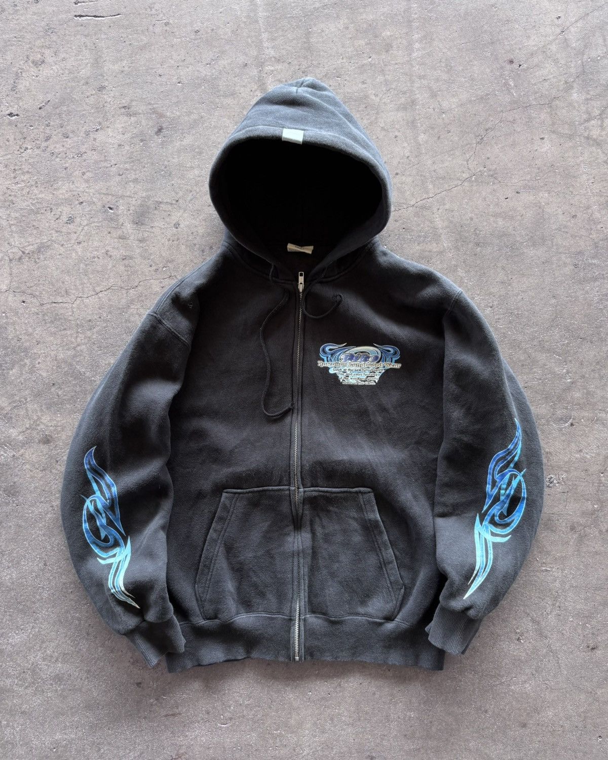 Japanese Brand × Vintage 2000s Piko Hawaiian Flame Faded Black Zip Up Hoodie Size US S / EU 44-46 / 1 - 3 Thumbnail