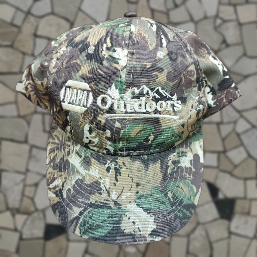 Vintage VINTAGE Napa Outdoors Hat Cap Camouflage Cotton Canvas Adjustable Strapback Embroidered Forest Floor Leaves Unisex Adults Baseball Cap Men Women Size ONE SIZE - 1 Thumbnail