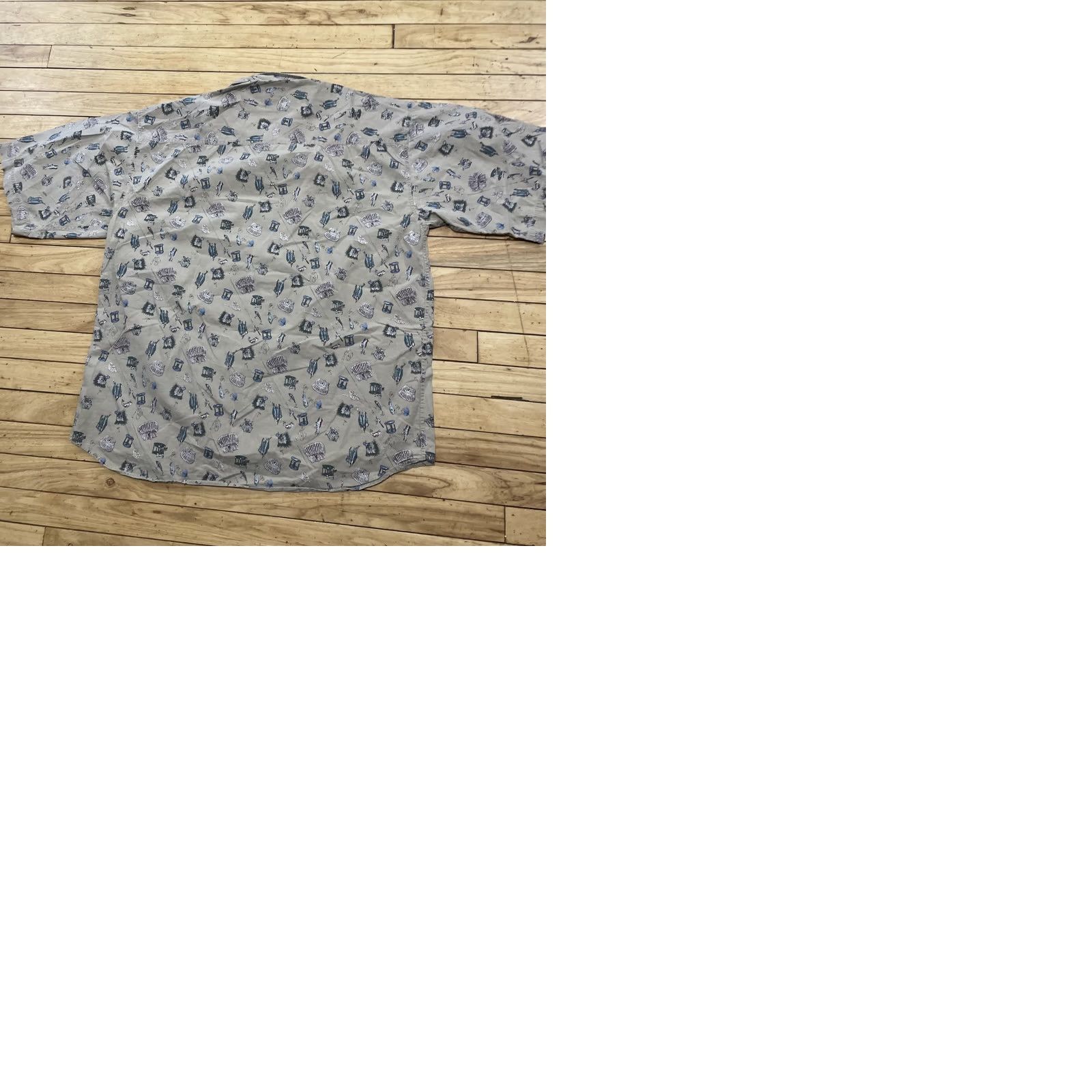 Vintage Windsor Shirt Company vtg 90s Graphic Button Shirt Men XL Fly fishing Reels Tack Print Shirt Size US XL / EU 56 / 4 - 11 Thumbnail