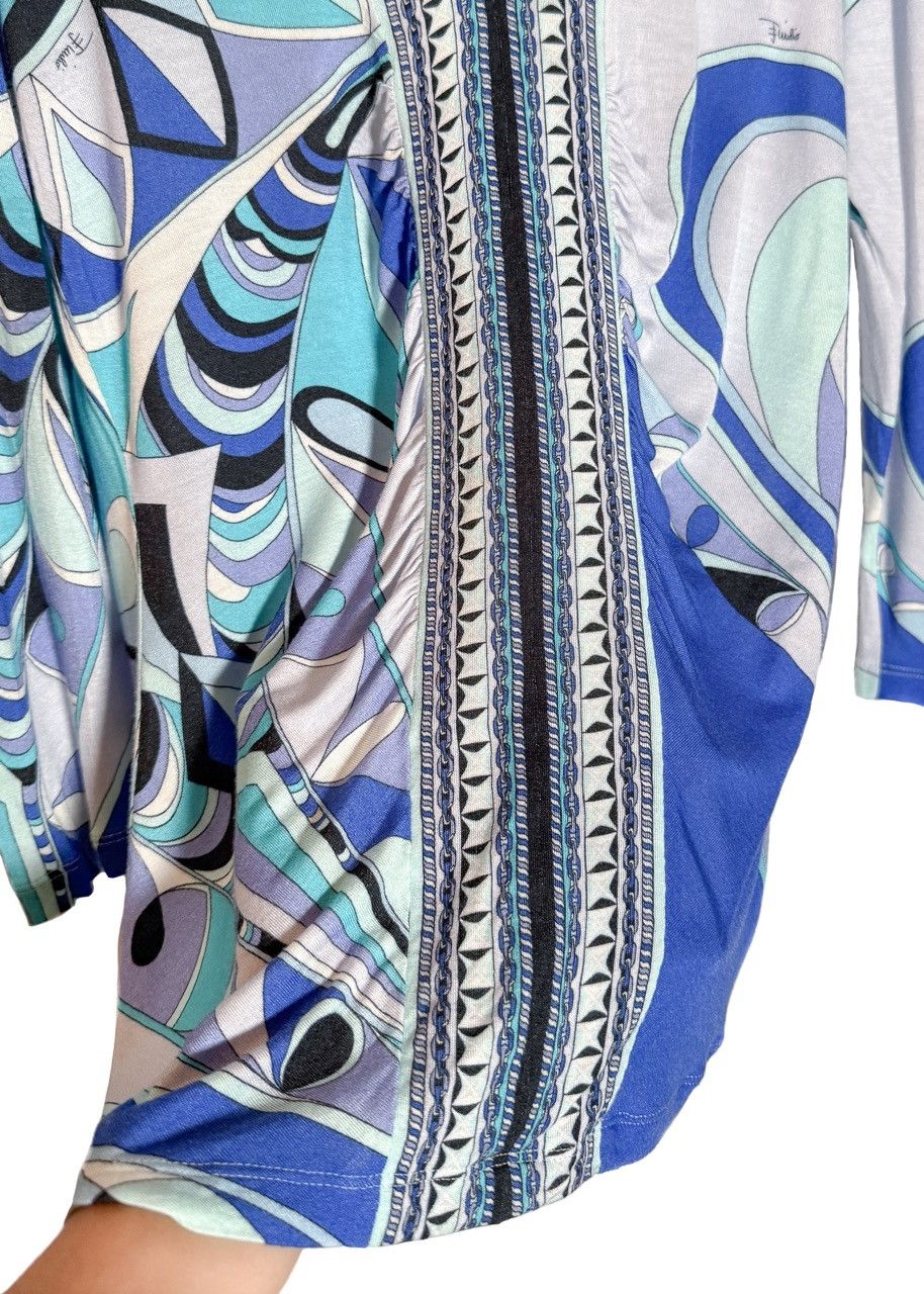 Emilio Pucci Emilio Pucci Blue Multicolour Print V-neck Top Size M / US 6-8 / IT 42-44 - 4 Thumbnail