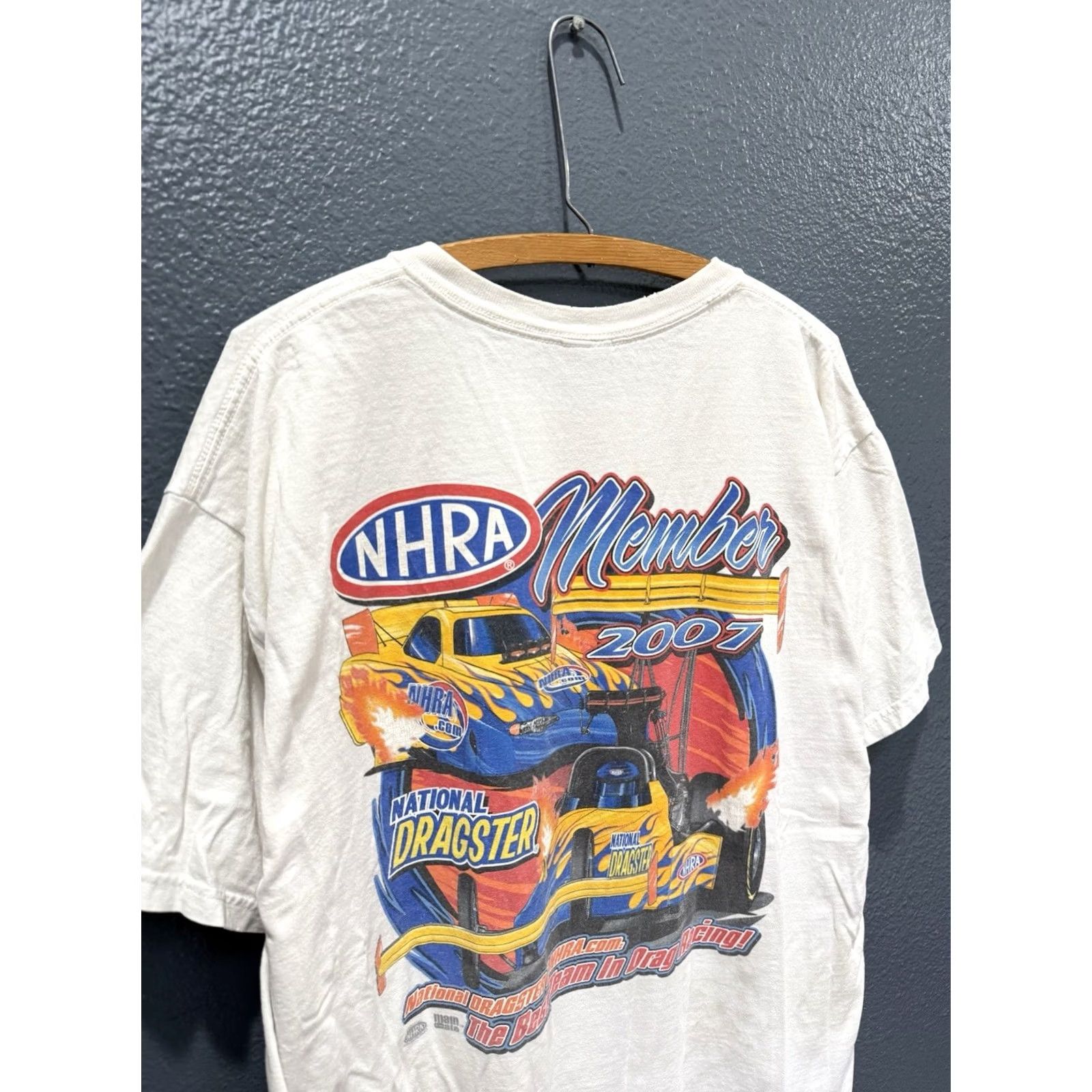Vintage NHRA Drag Racing Member Tee Shirt Size XL White Distressed Y2K 2007 Size US XL / EU 56 / 4 - 2 Thumbnail