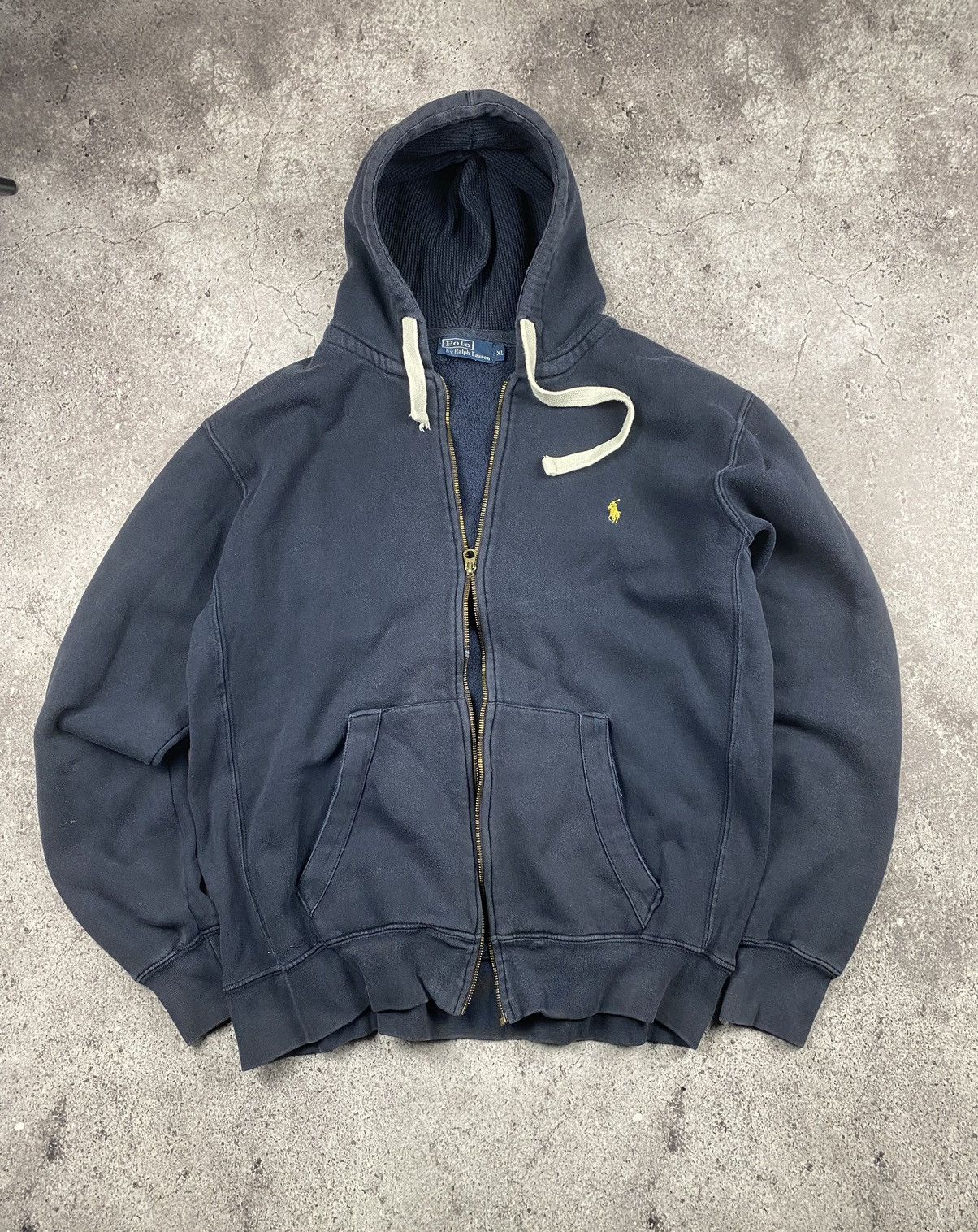 Polo Ralph Lauren × Vintage Vintage Black Polo Ralph Lauren Faded Y2K Zip Up Hoodie Size US XL / EU 56 / 4 - 1 Thumbnail