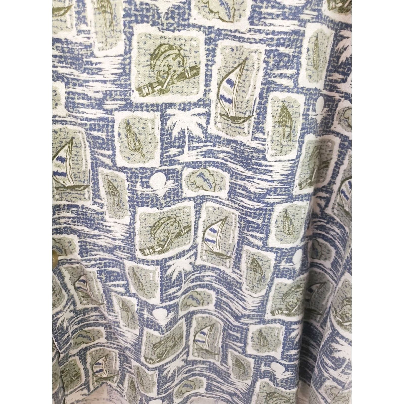 Vintage VINTAGE Summa Silk Shirt Mens L Lightweight Button-Up Short Sleeve Geometric Print Green Blue Collared Pockets Size US L / EU 52-54 / 3 - 7 Thumbnail