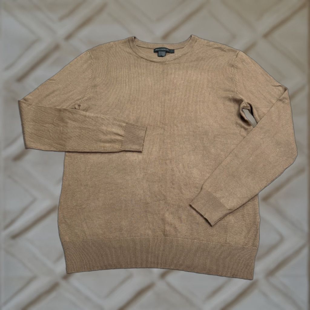 French Connection French Connection Pullover Sweater Mens Large Tan Brown Crew Neck Stretch Knit Size L Regular Fit Classic Designer Brand Vintage No Size US L / EU 52-54 / 3 - 1 Thumbnail