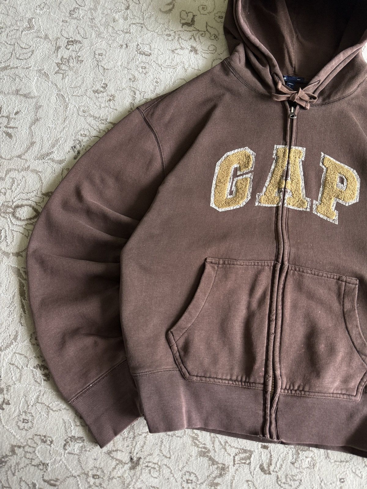 Gap Vintage Gap Big Logo Brown Zip Hoodie Faded Distressed Size US L / EU 52-54 / 3 - 2 Thumbnail