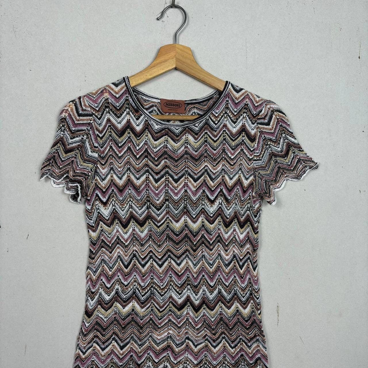 Missoni Vintage Missoni Zig Zag Crochet Knit Top Chevron Pattern Size S / US 4 / IT 40 - 3 Thumbnail