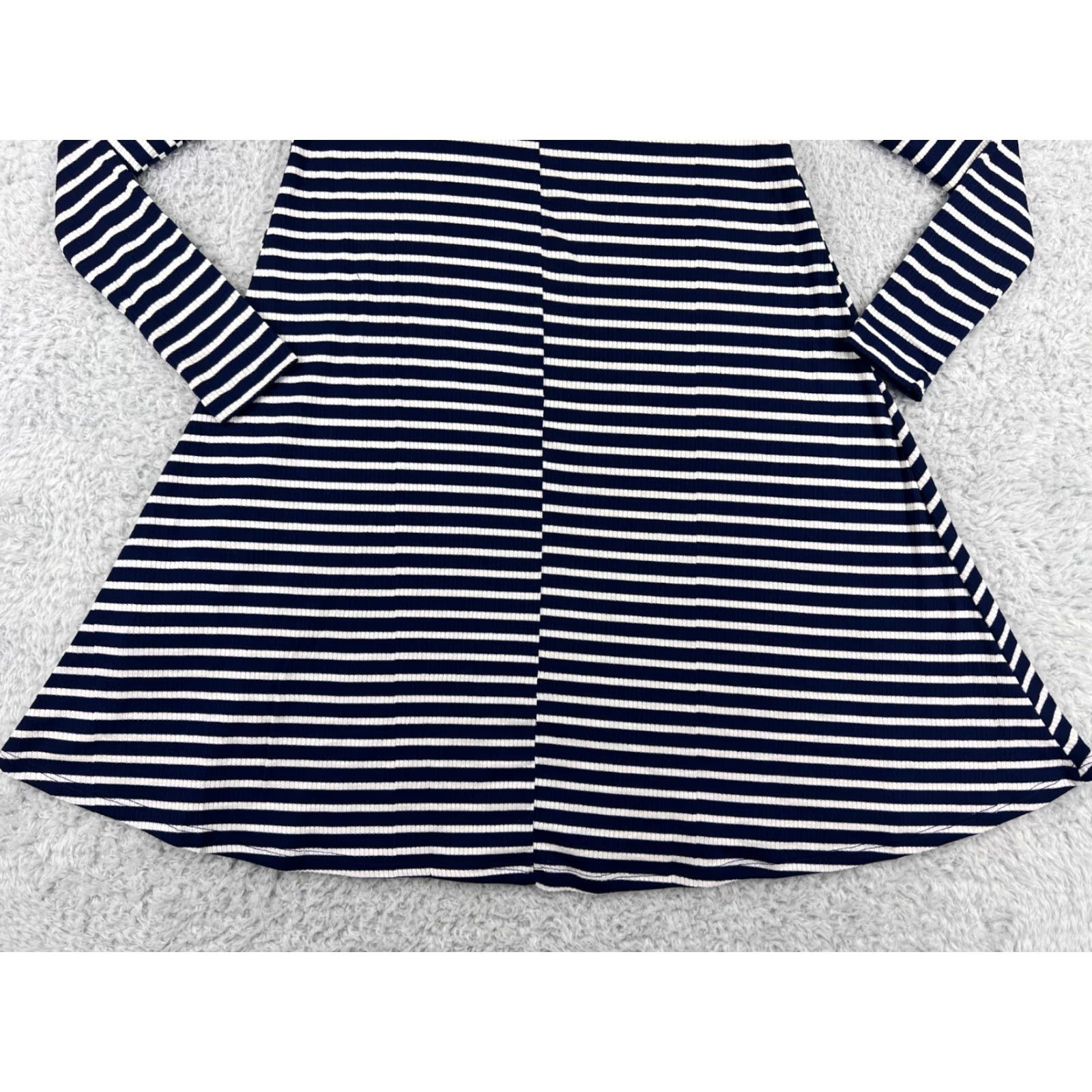 Vintage La Made Dress Womens XS Blue White Mini Long Sleeve Striped Rayon Blend Dress Size XS / US 0-2 / IT 36-38 - 7 Thumbnail